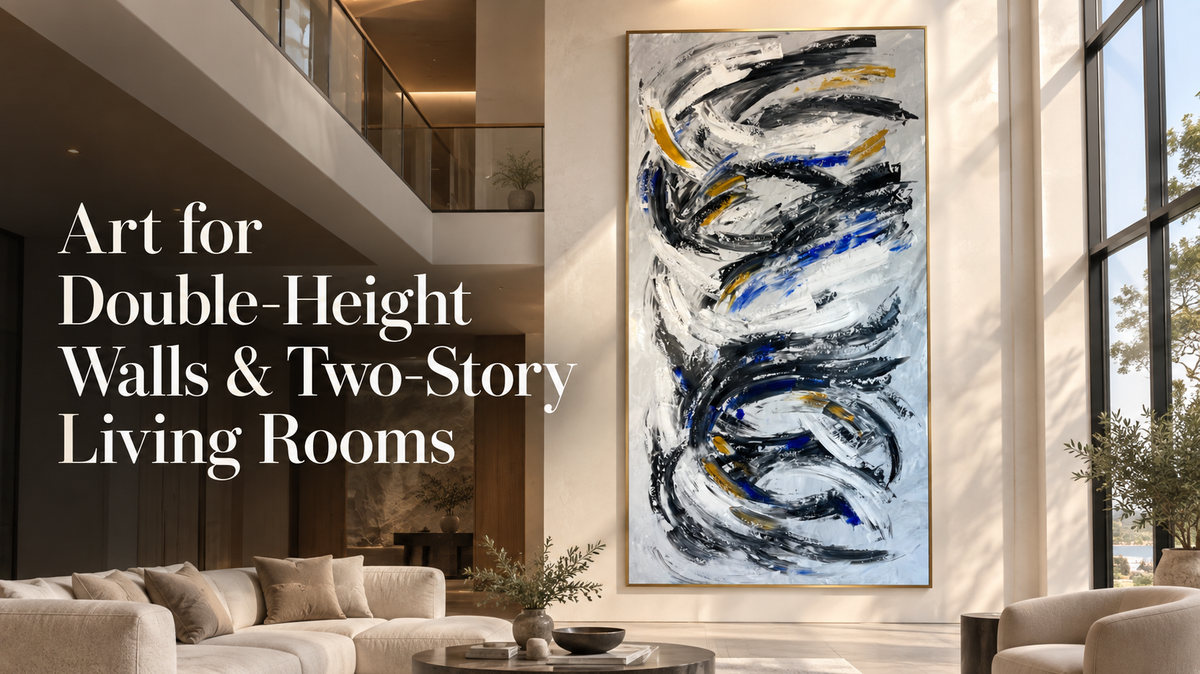 Art for Double-Height Walls & Two-Story Living Rooms