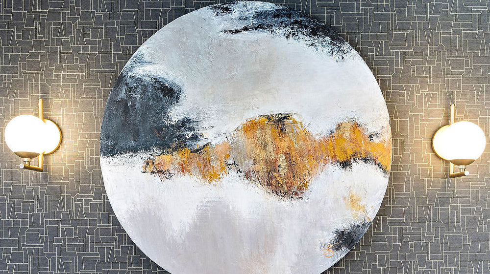 round gold oil painting