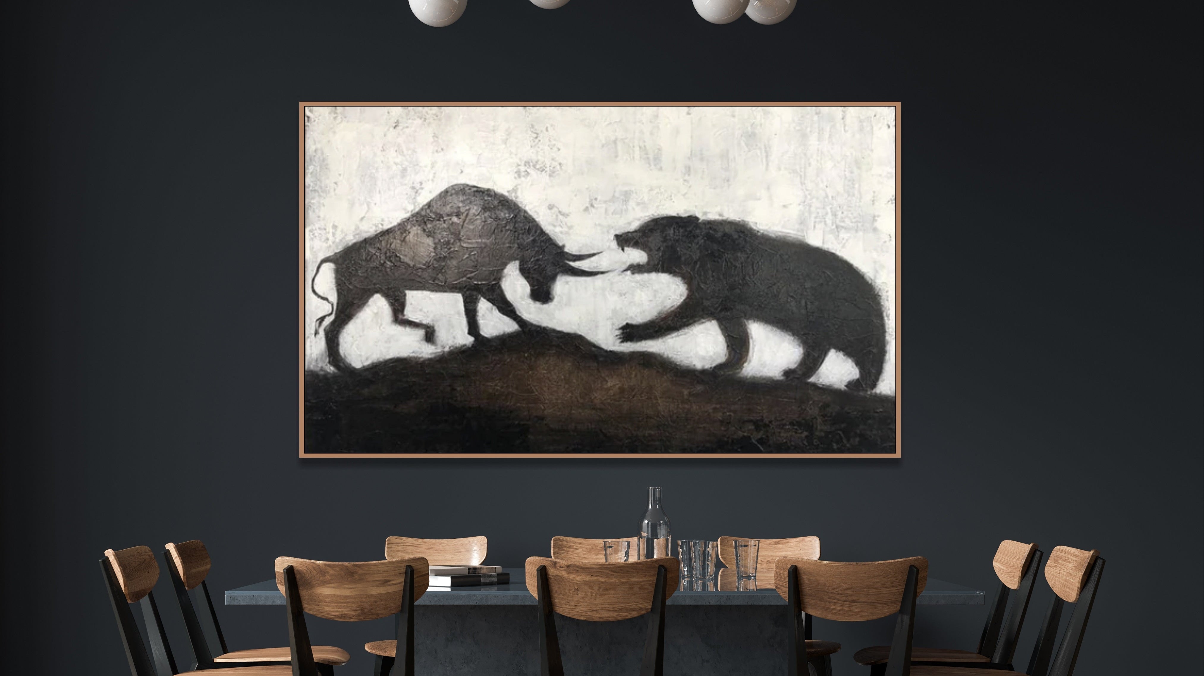 Paintings for a room in dark colors