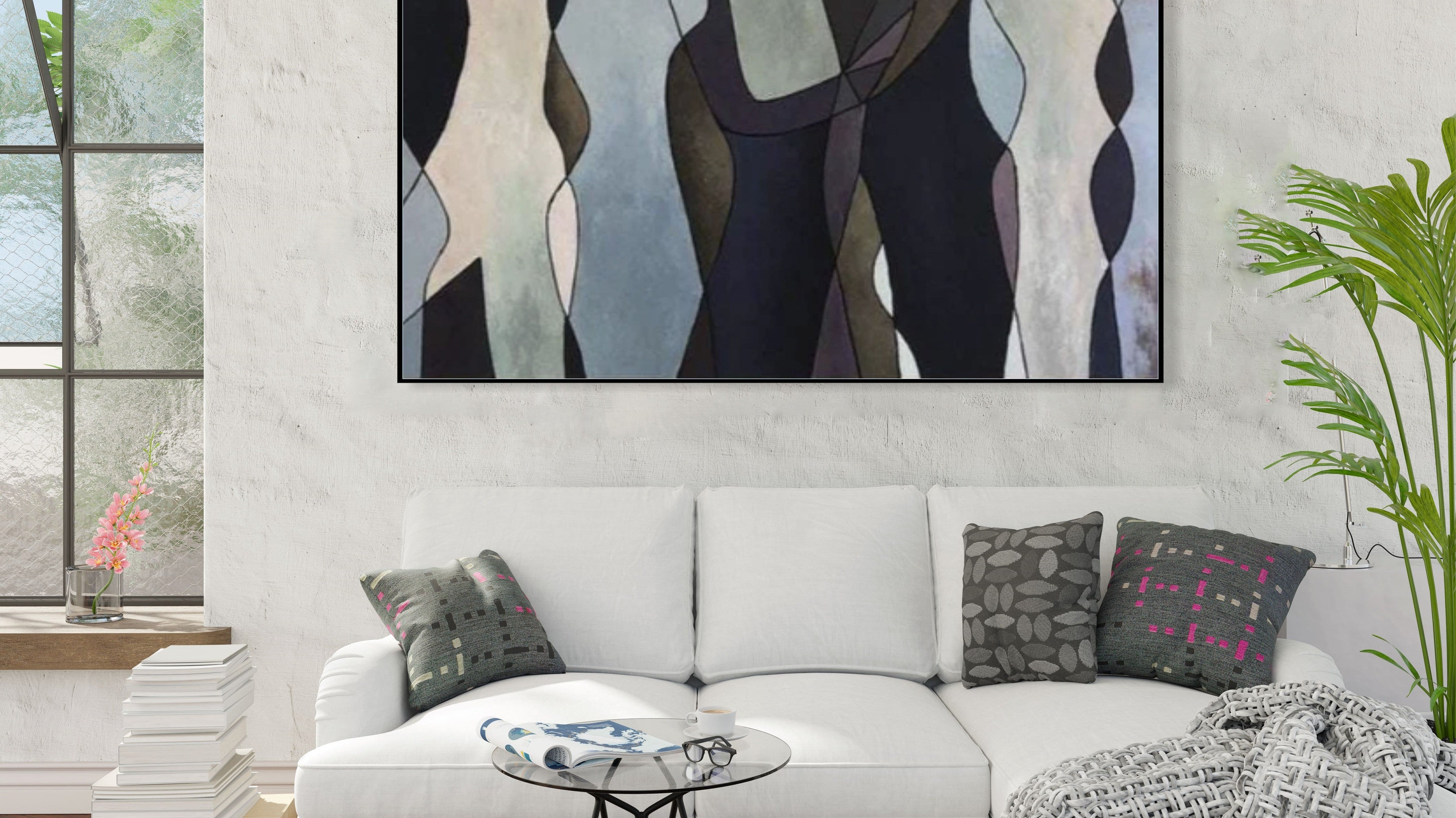 Paintings for the interior in light gray tones