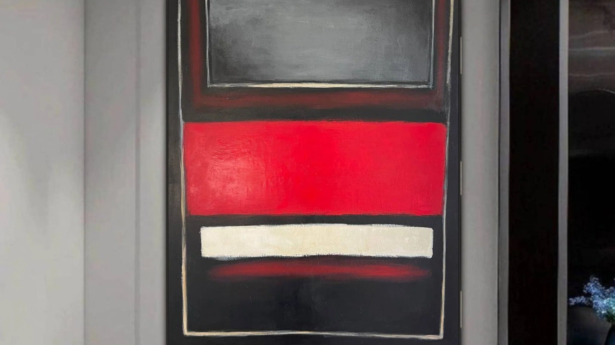 black white and red art