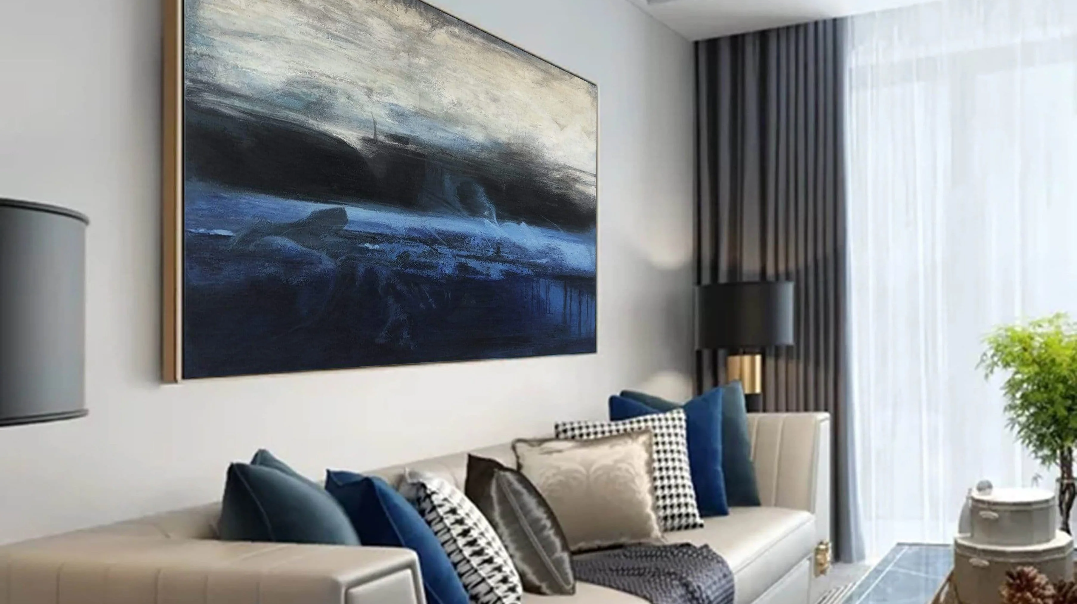 How to decorate a living room with canvas oil painting