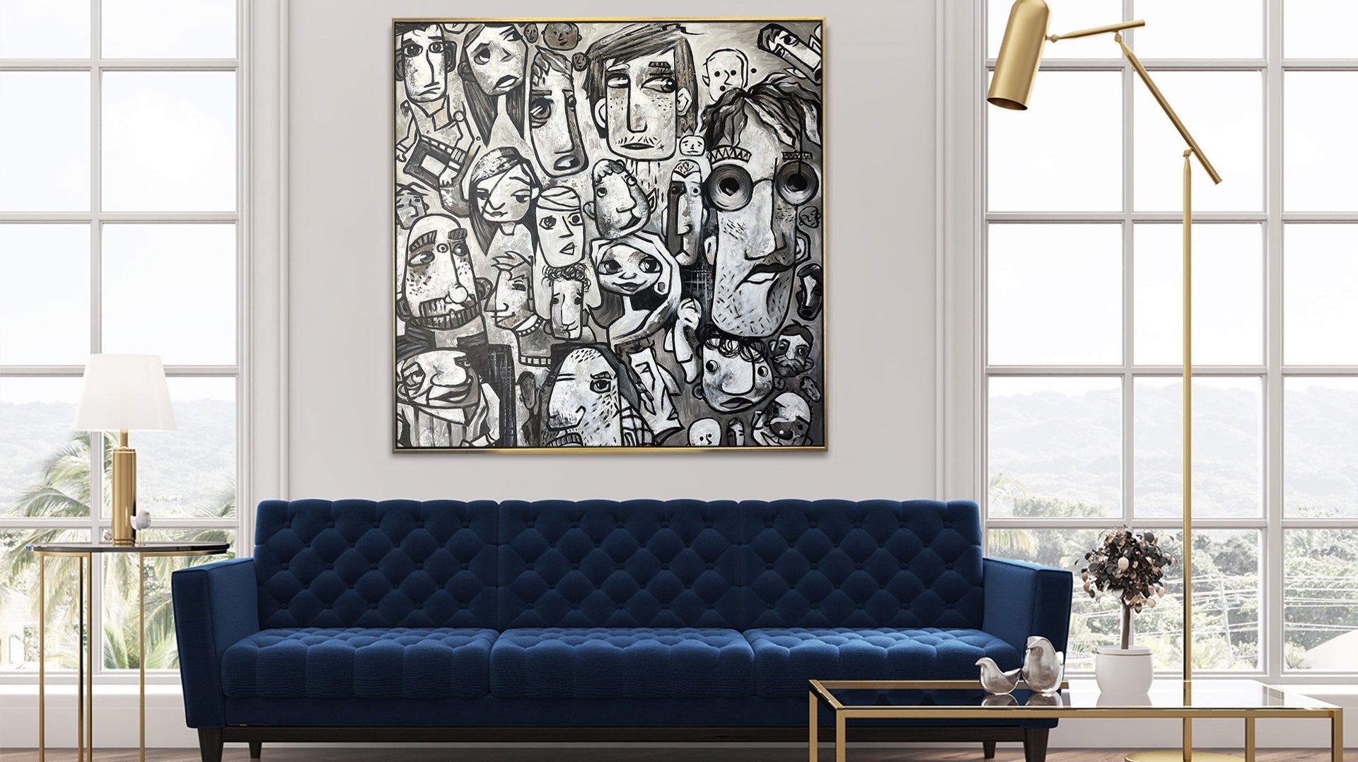 black + gold floating frame