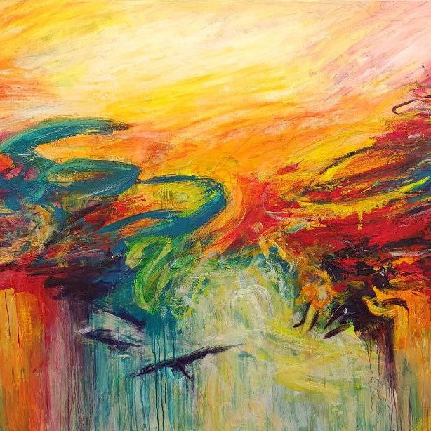 Explosion of colors abstract art STRAWBERRY FIELDS