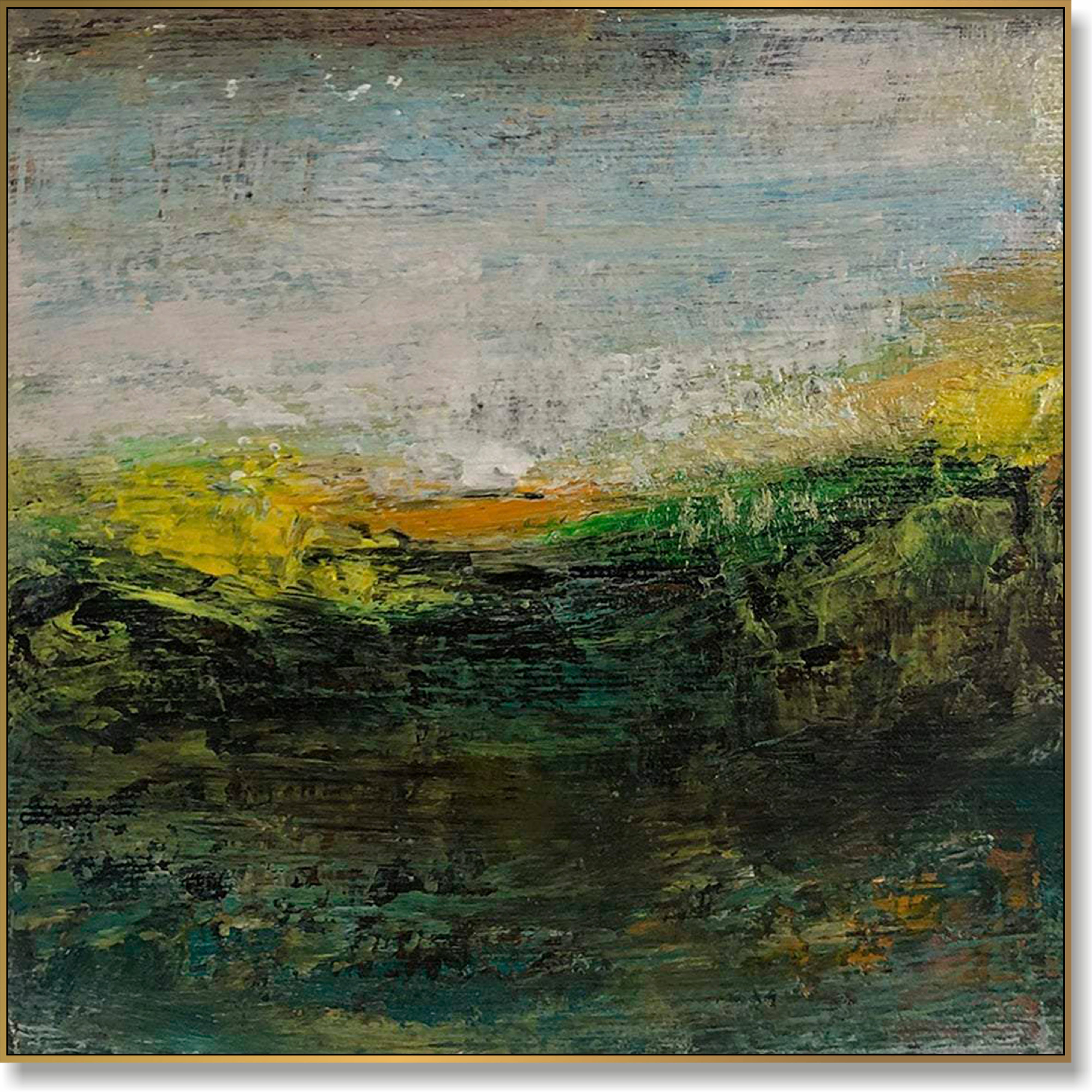 Abstract serene nature painting GREEN LAWN