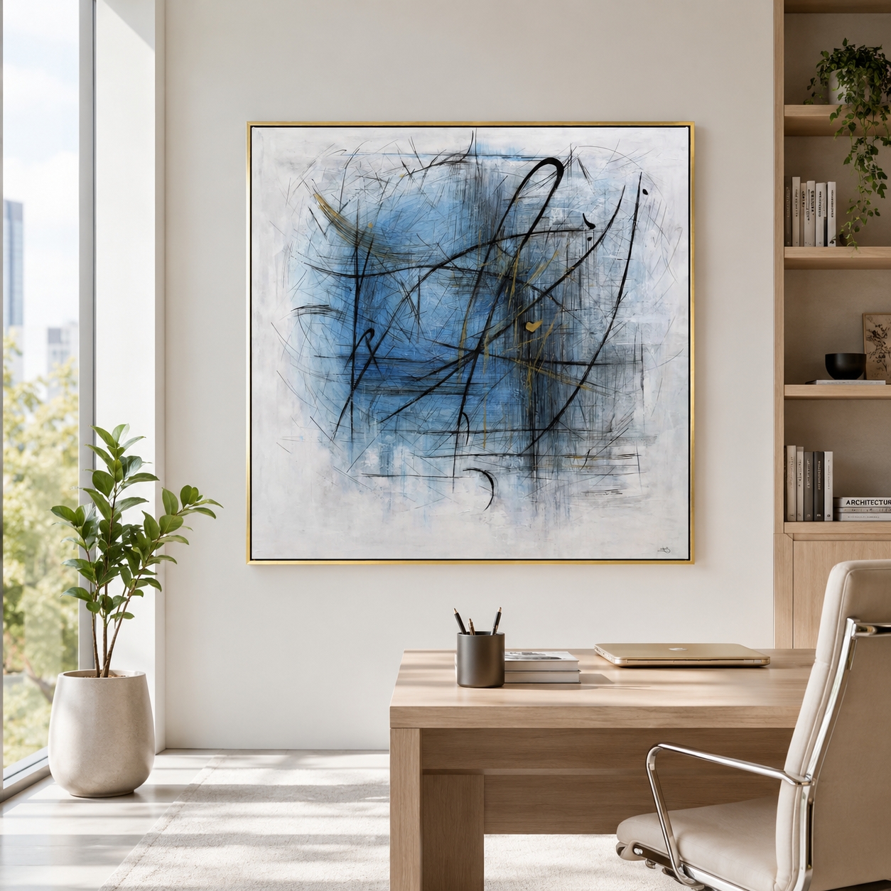 Oversized abstract line painting WINTER PATTERN