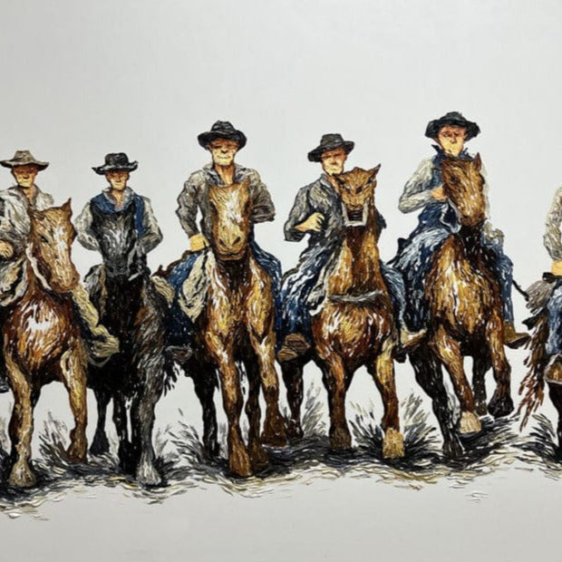 Rich textured colorful wall art COWBOY'S WALK