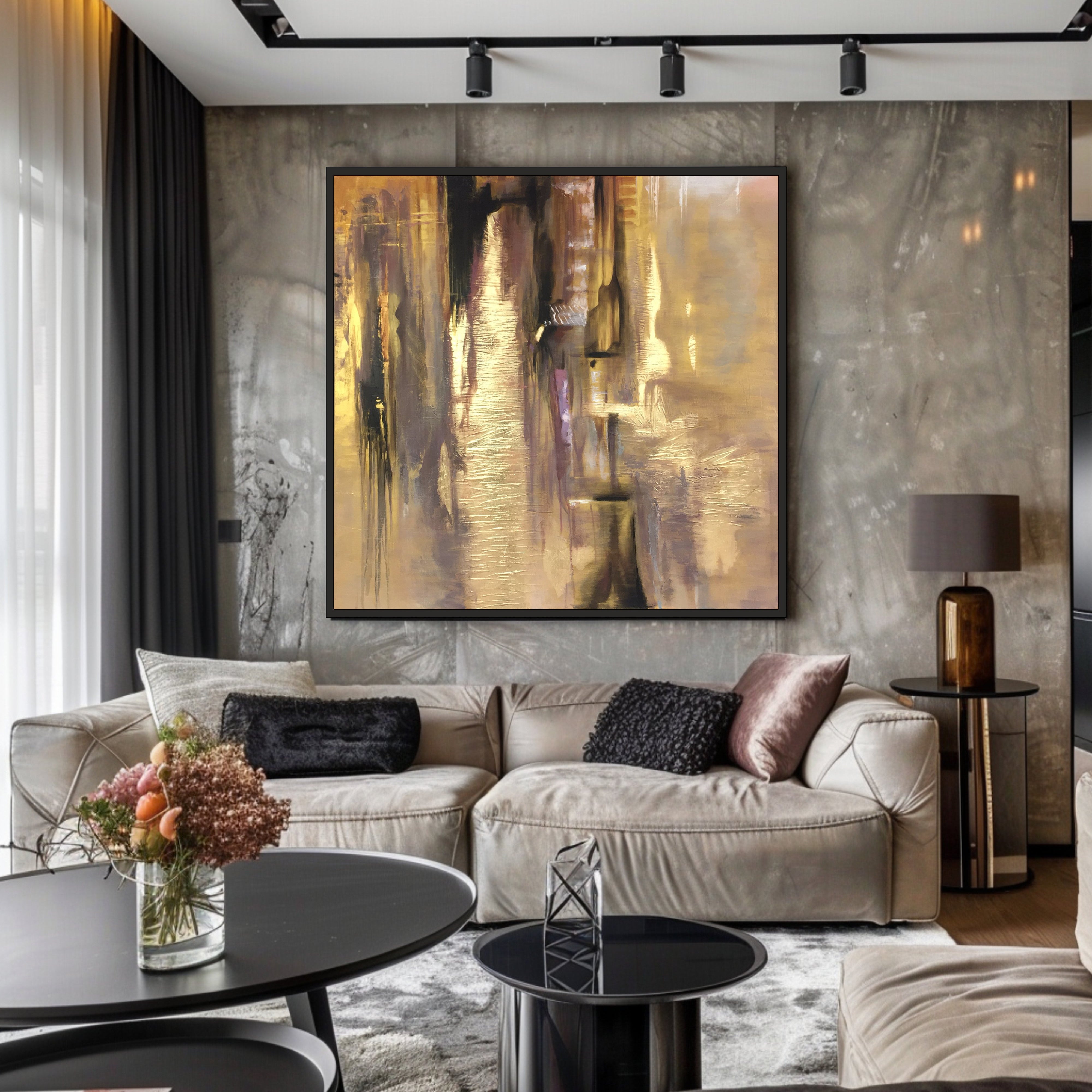 Brown tones paintings with golen accents RADIANCE OF ETERNITY