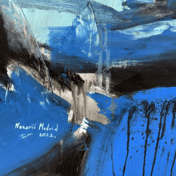 Abstract Blue Paintings On Canvas ASSOCIATION 215 27.5"x29.5"