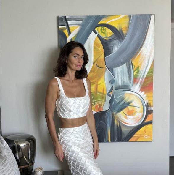 Abstract acrylic faces painting MOON DIVA