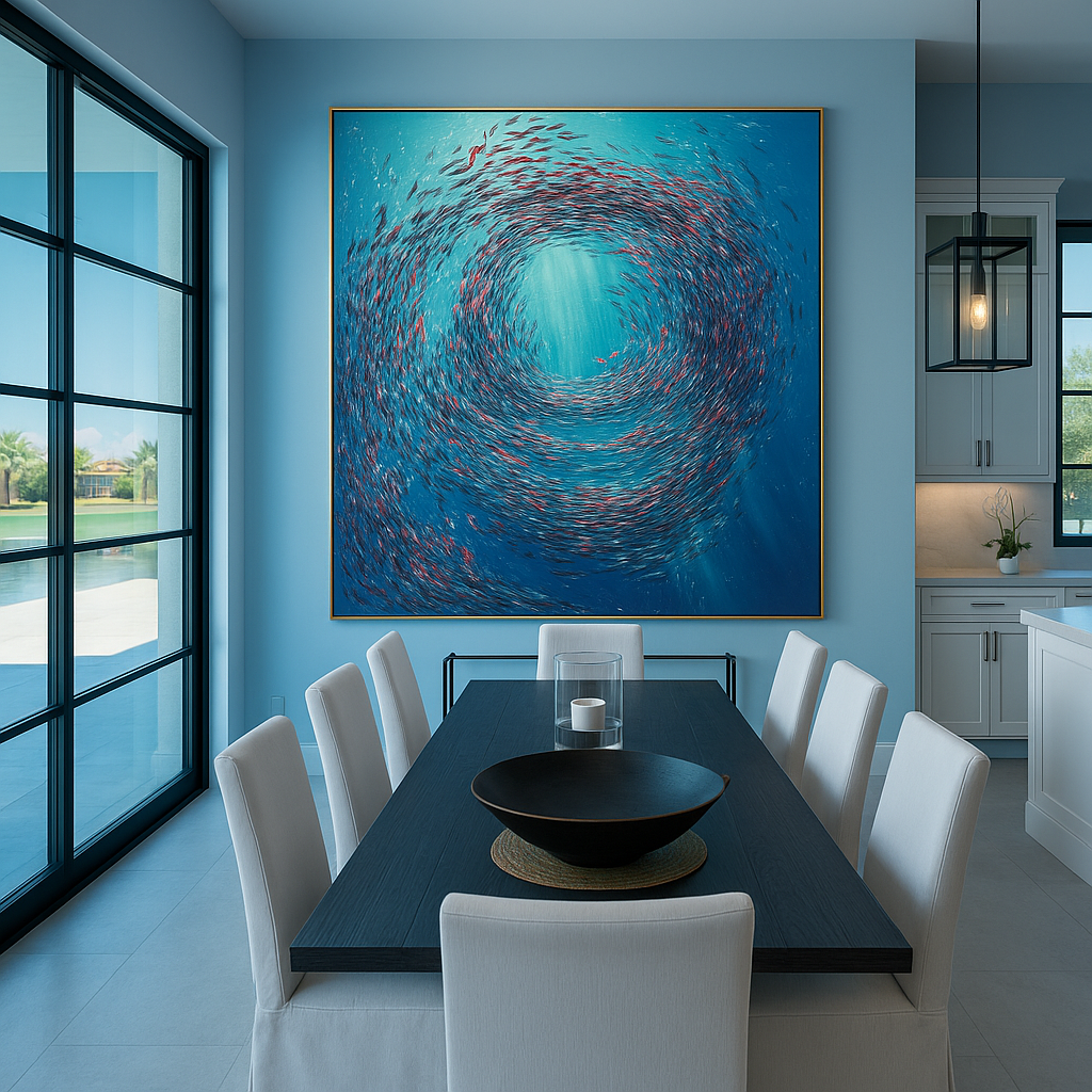 Invoice for rolled in tube FISH FLOCK painting in size 95” x 95” for Irene Rovner