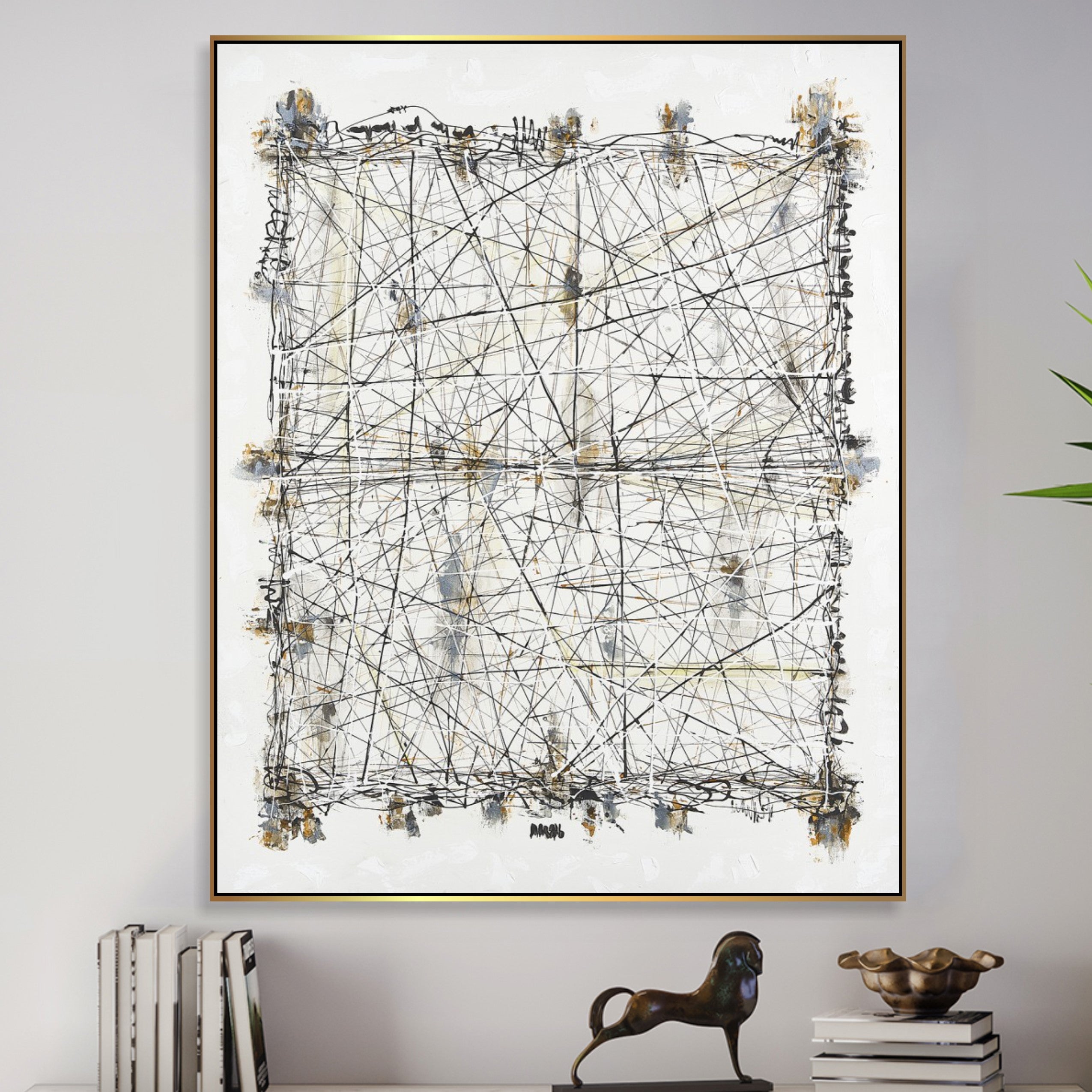 Geometric Black And White Painting ALCHEMY OF LINES