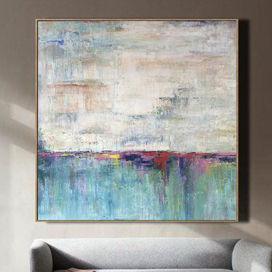 Abstract textured landscape wall art TURQUOISE LAKE Unstretched