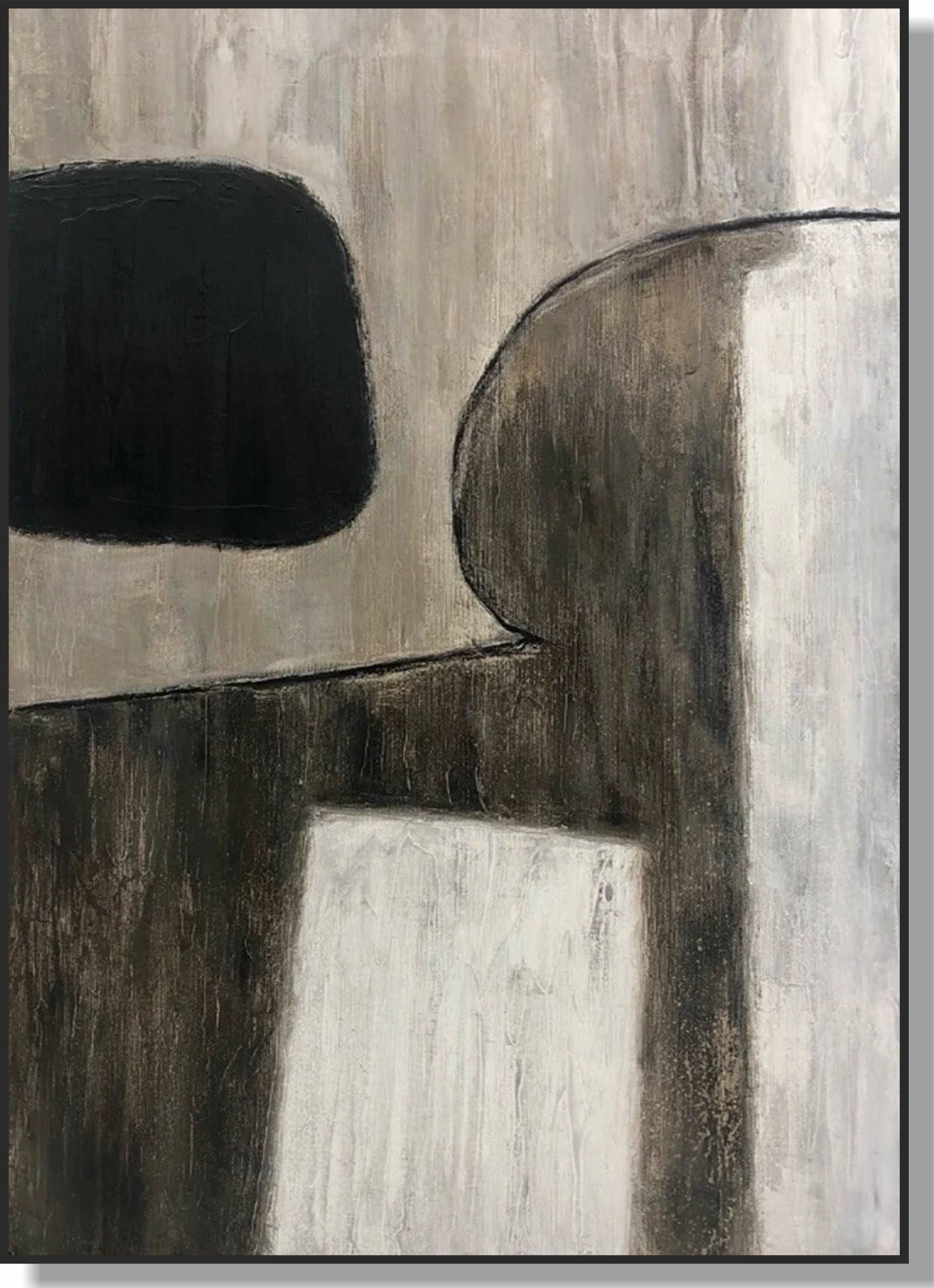 Abstract monochrome geometric painting SILHOUETTE