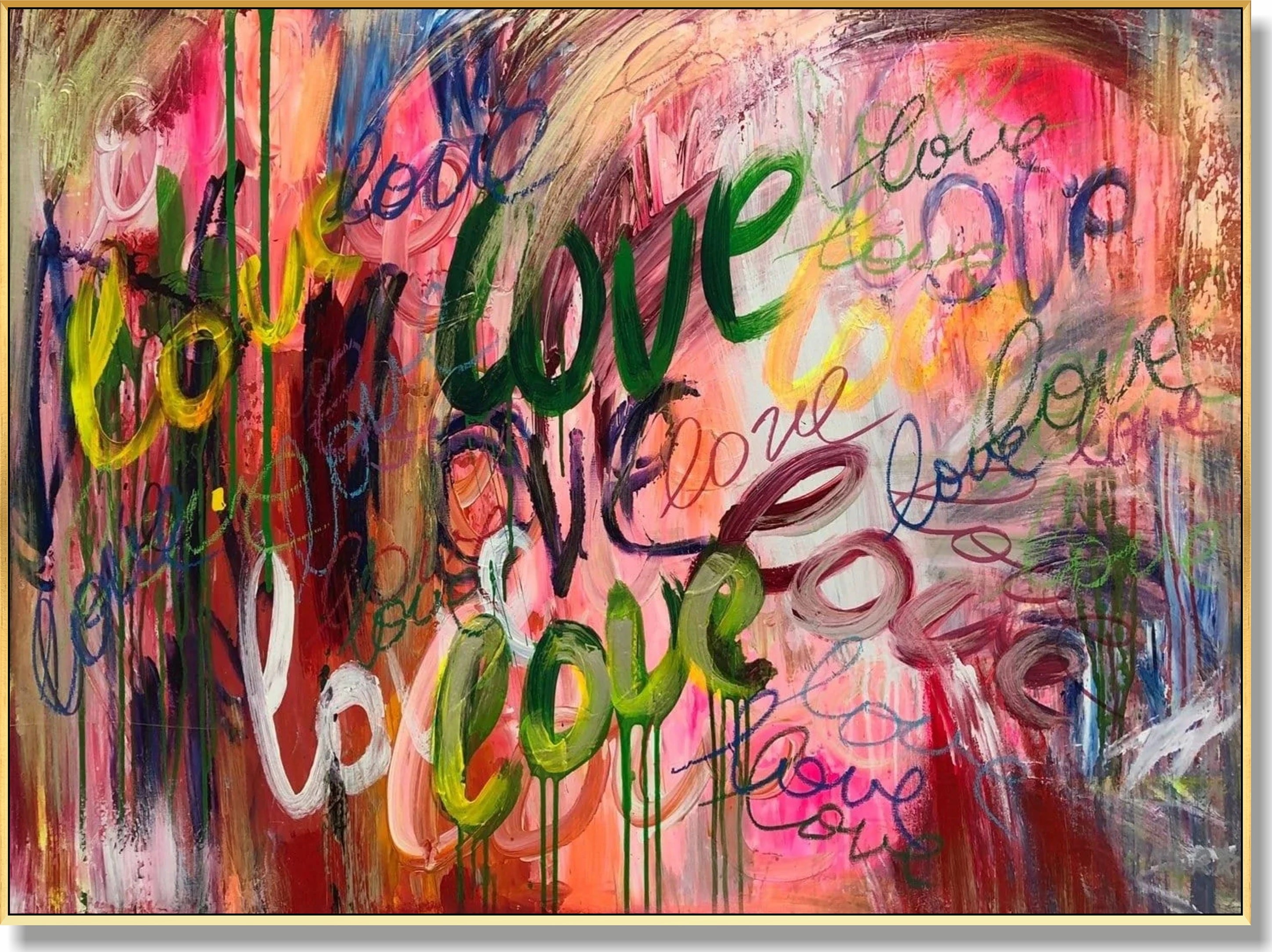 Abstract colorful romantic painting LOVE GRAFFITI