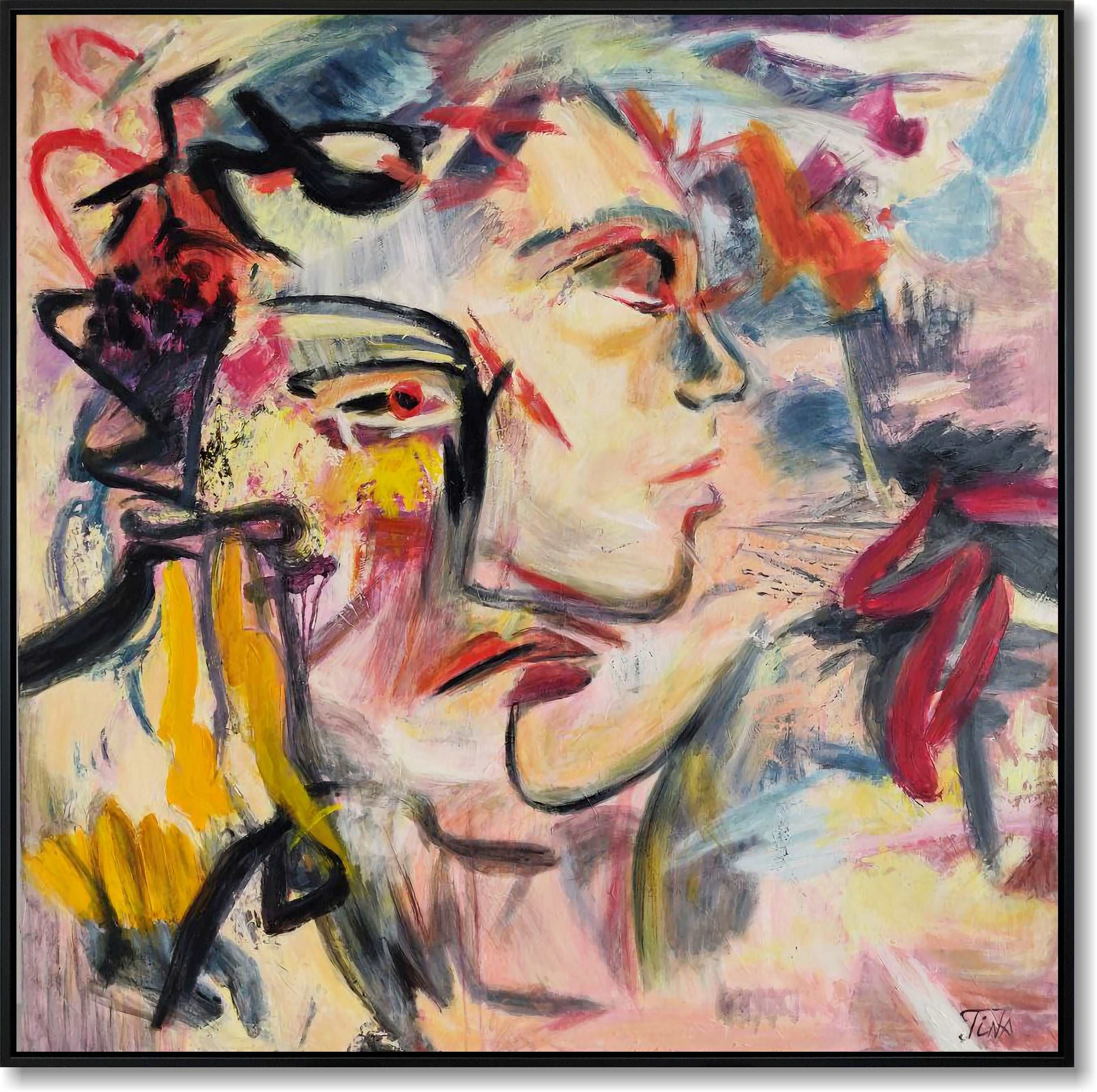 Abstract acrylic figurative painting PERSONALITY CHAOS