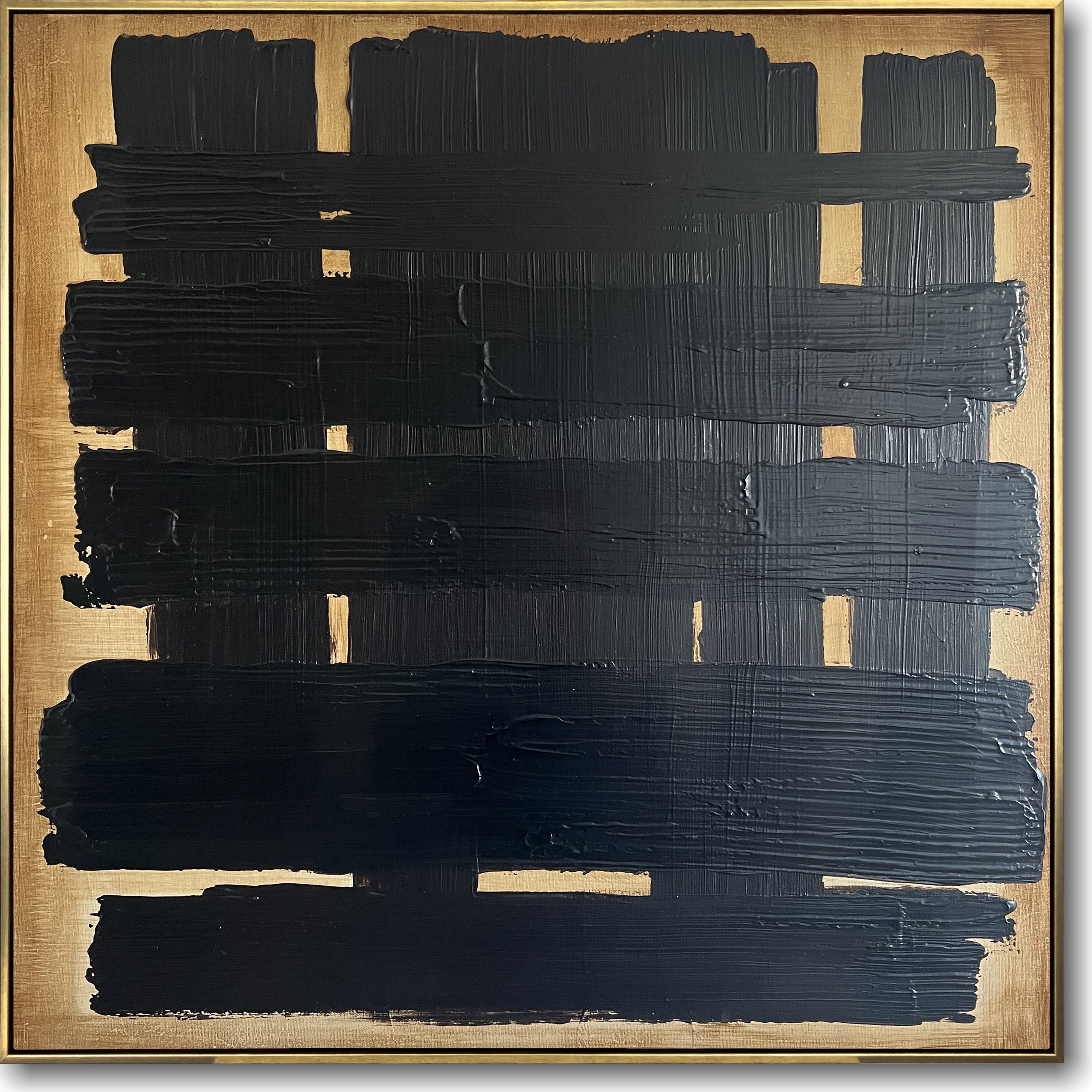 Geometric minimalist contemporary painting BLACK LATTICE Unstretched