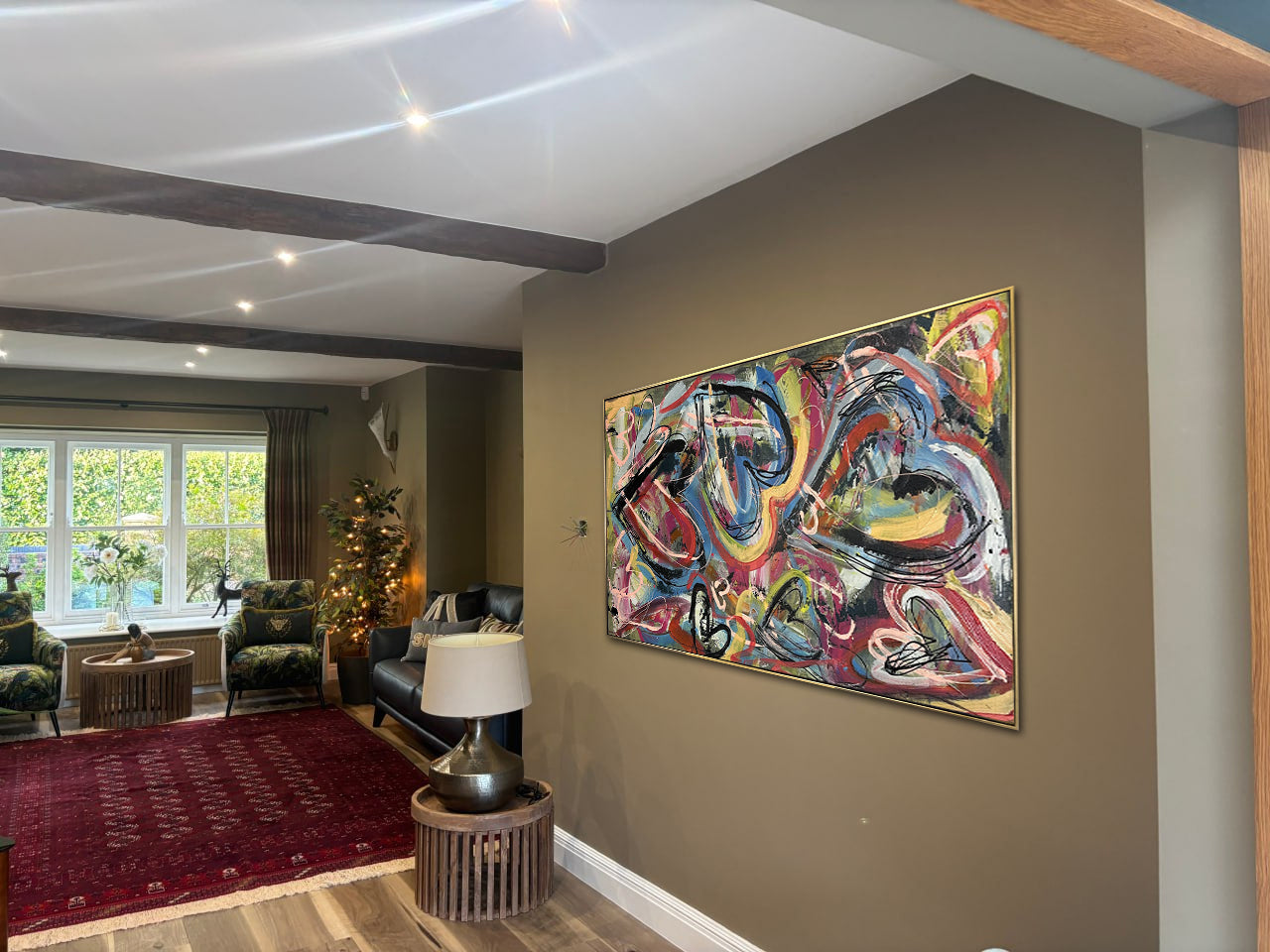 Invoice for the painting EXPRESSION OF LOVE, stretched + gold frame in size 183x91 см