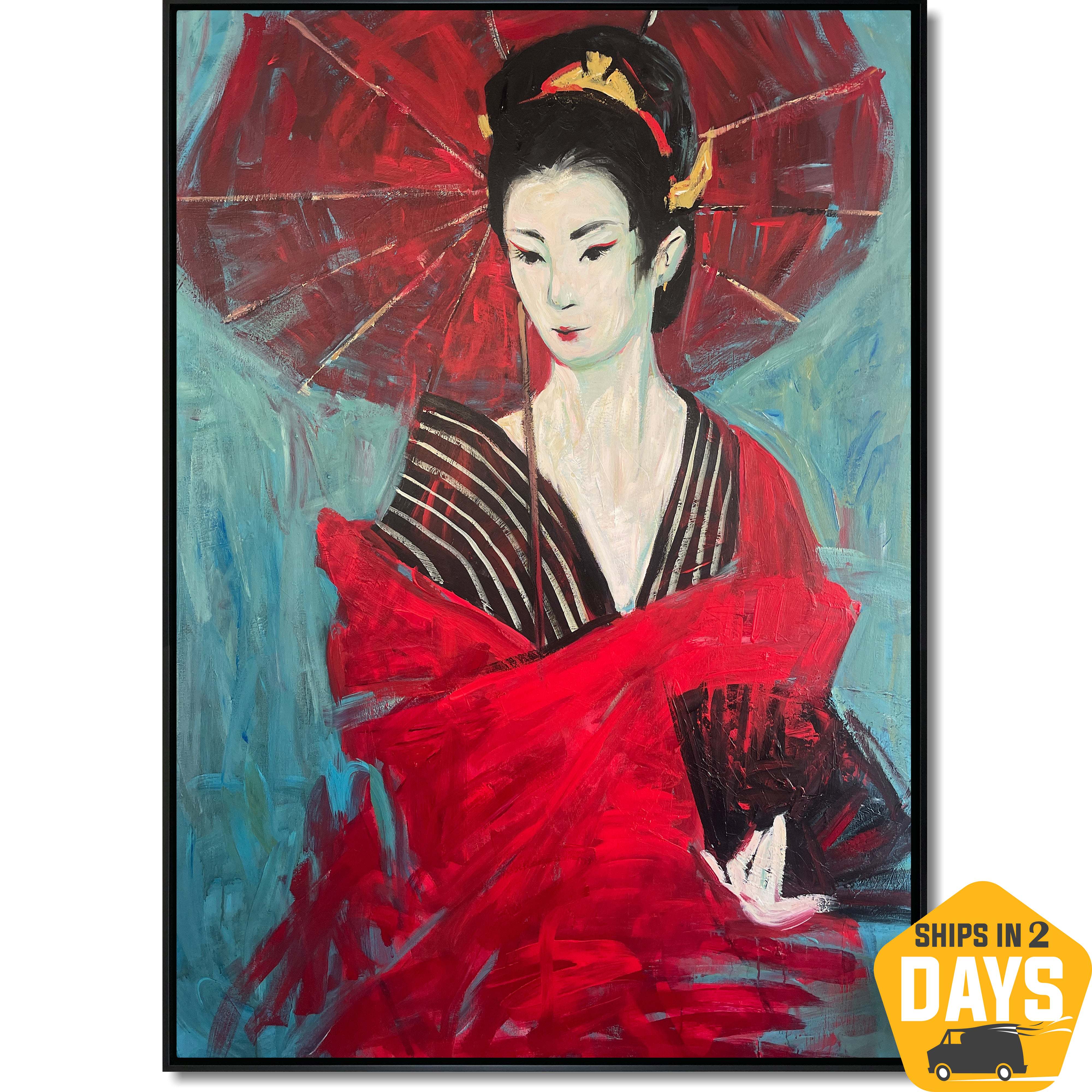 GEISHA WITH UMBRELLA 64"x48"