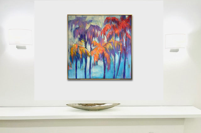 Invoice for 9 stretched + black +gold frames paintings 36x36" for Laurel Bledsoe