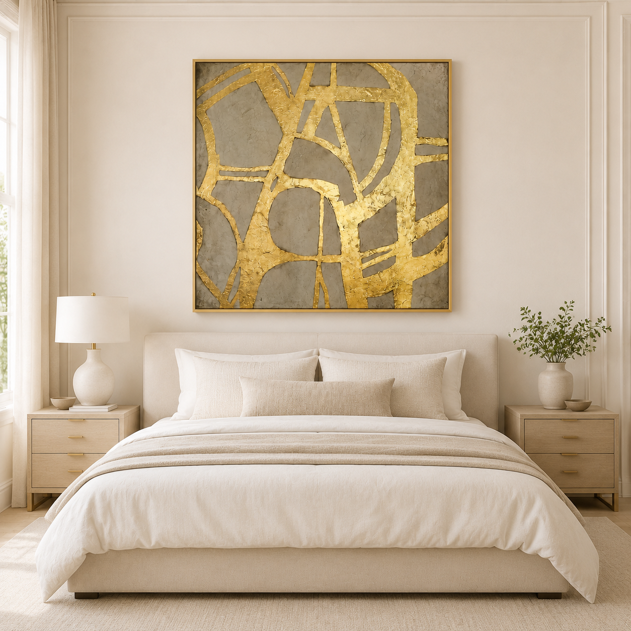 Golden line abstract modern art GOLDED GATE