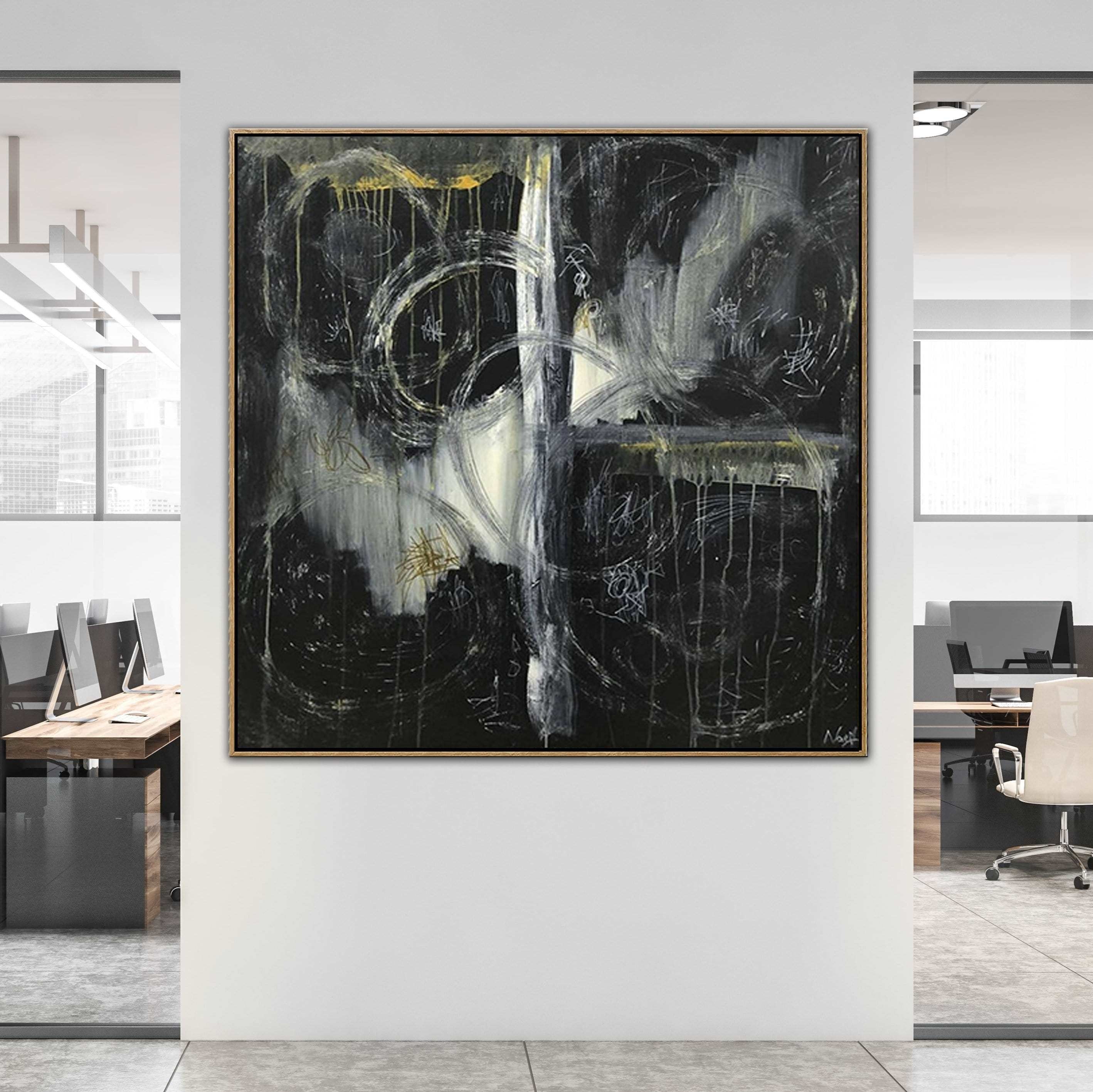 Abstract black and white shapes art ACE OF WANDS