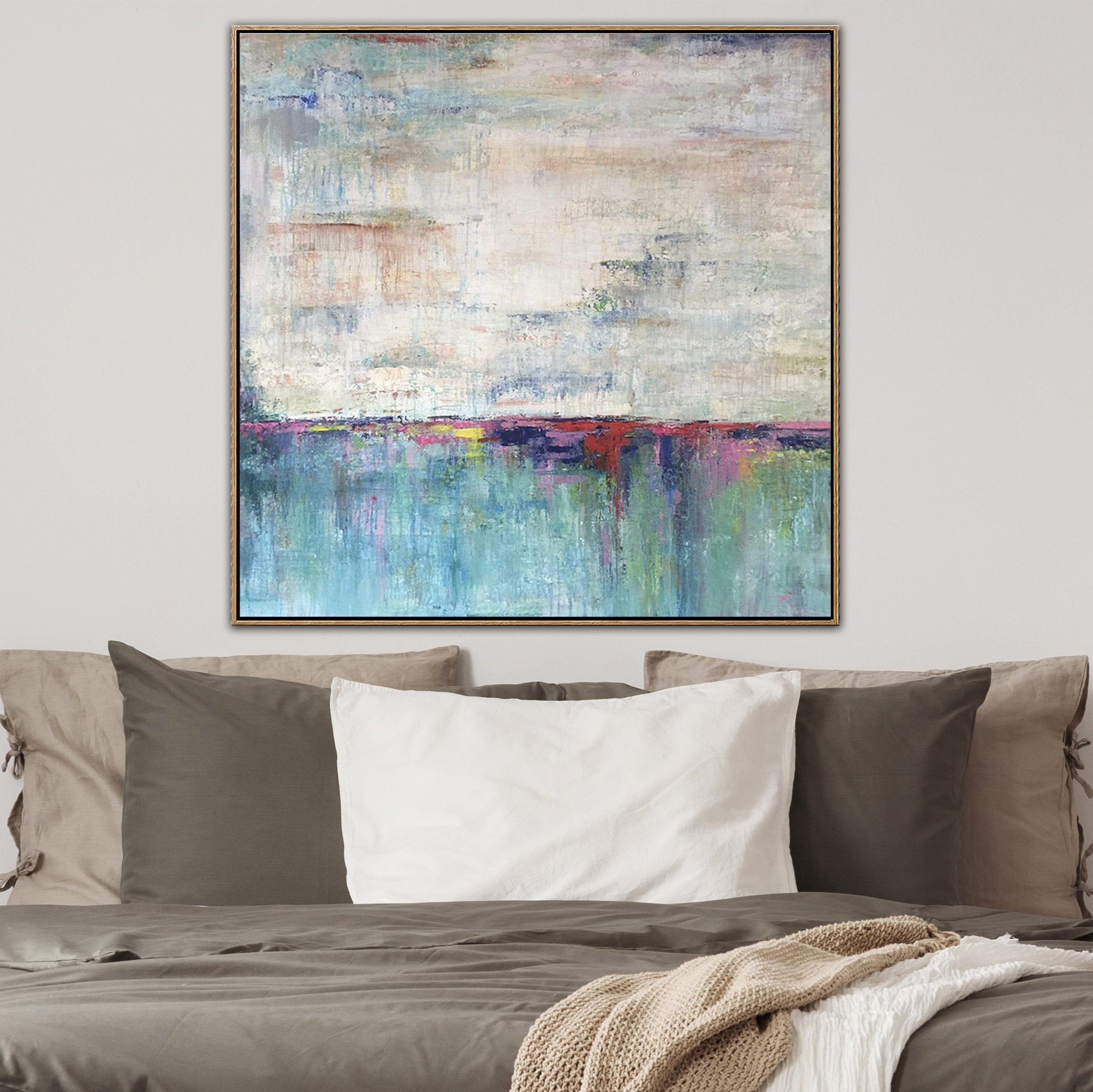 Abstract textured landscape wall art TURQUOISE LAKE