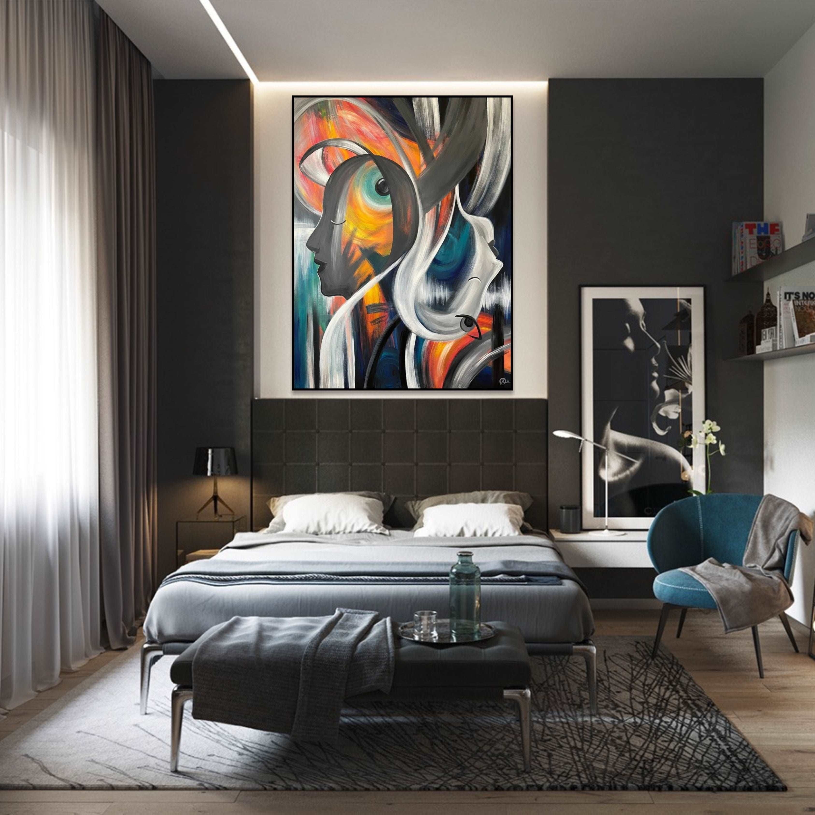 Abstract woman faces painting SOUL MATES