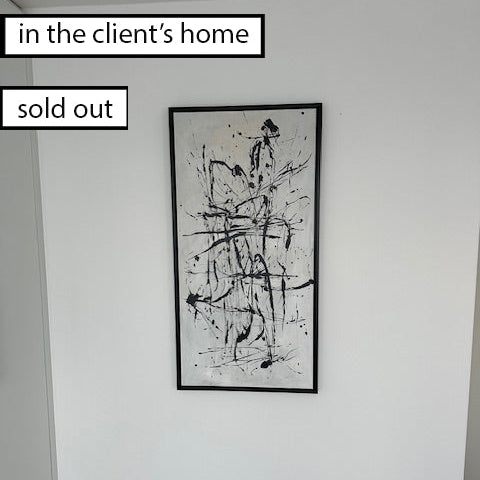 BLACK INK EXPRESSION Acrylic, Oil Painting on Canvas Sold to Walter on January 2025 in size 46"x23"