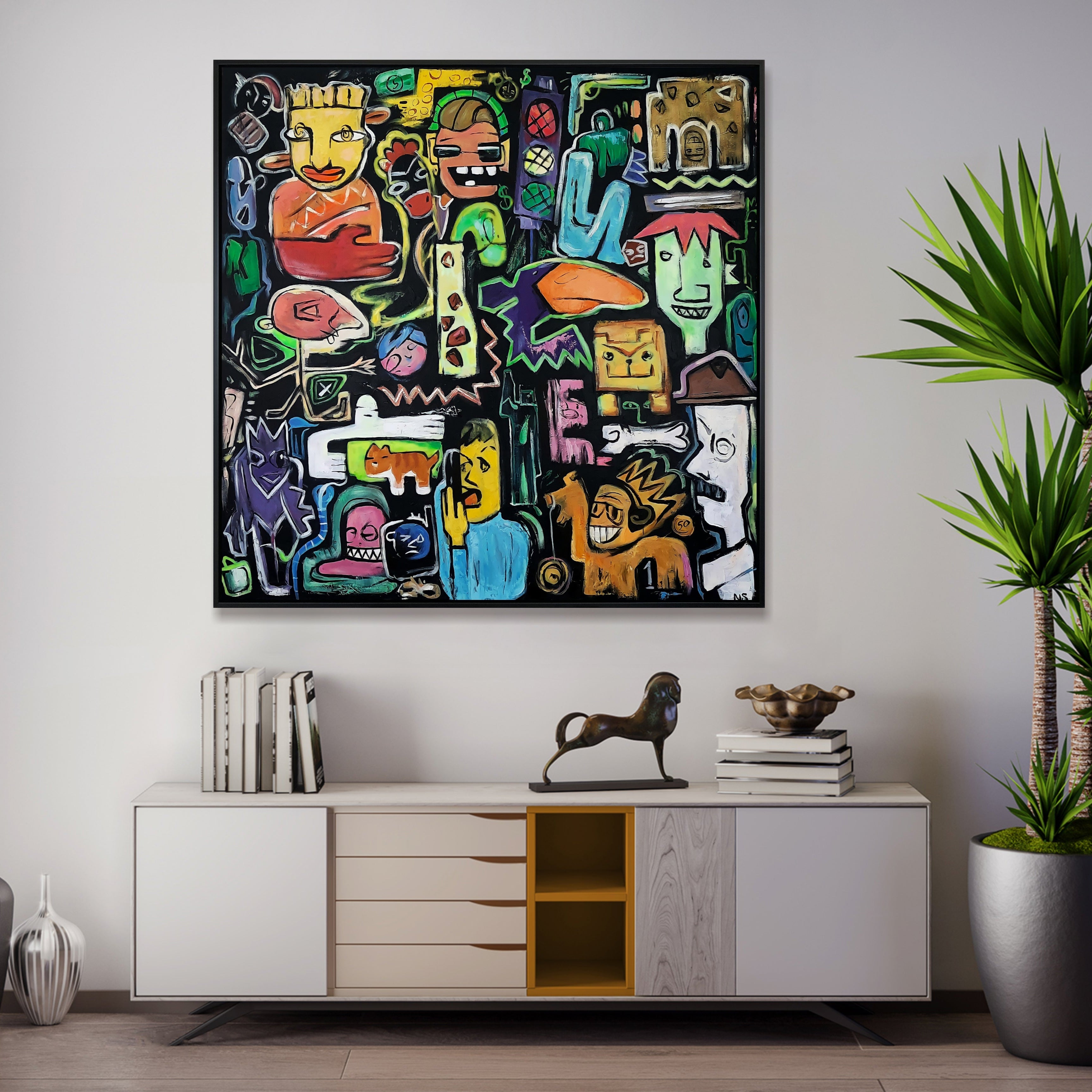 Textured modern abstract painting MODERN SOCIETY