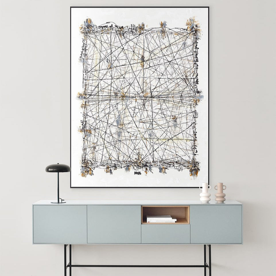 Geometric Black And White Painting ALCHEMY OF LINES