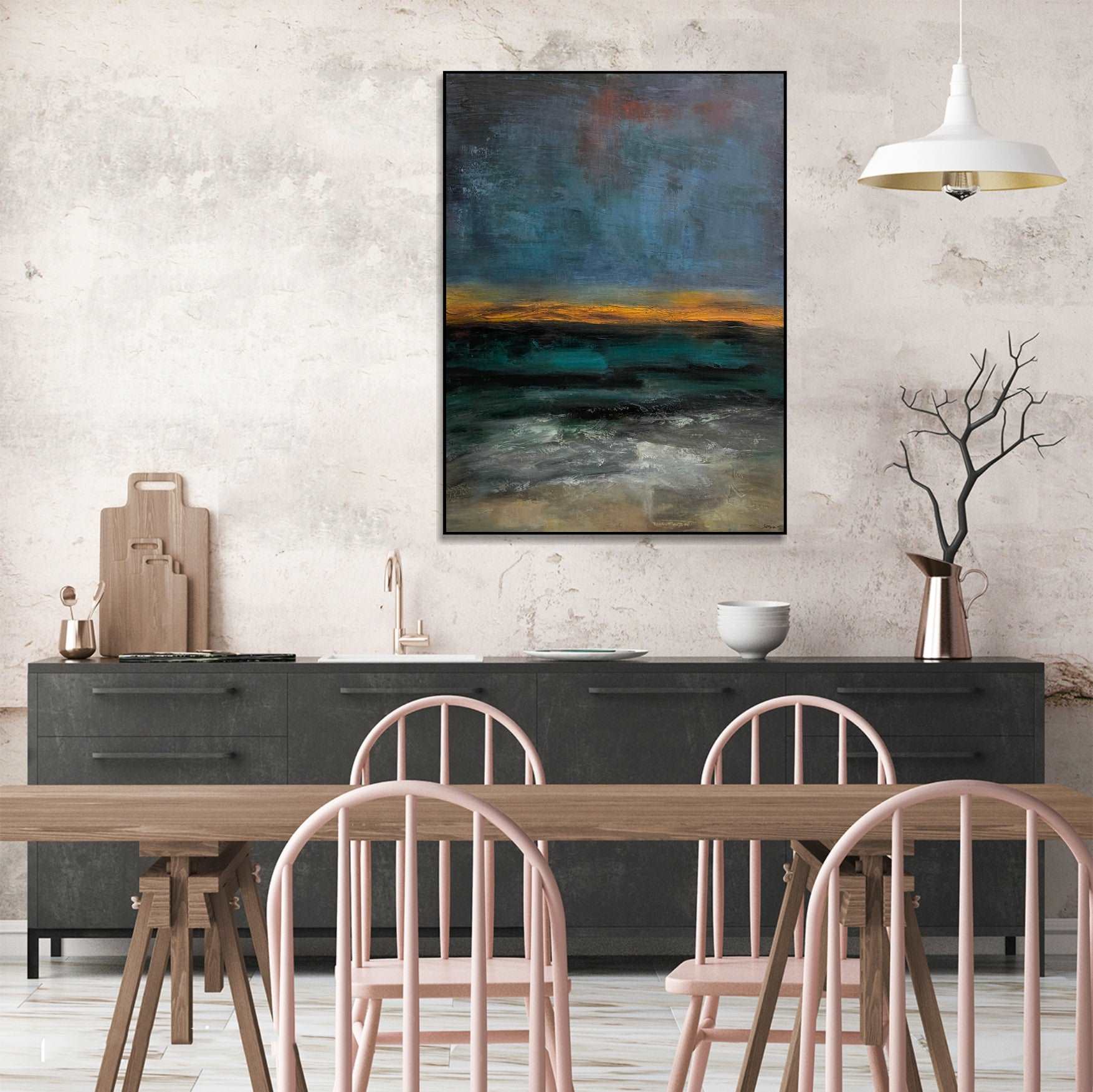 Abstract artwork landscape painting STORMY OCEAN