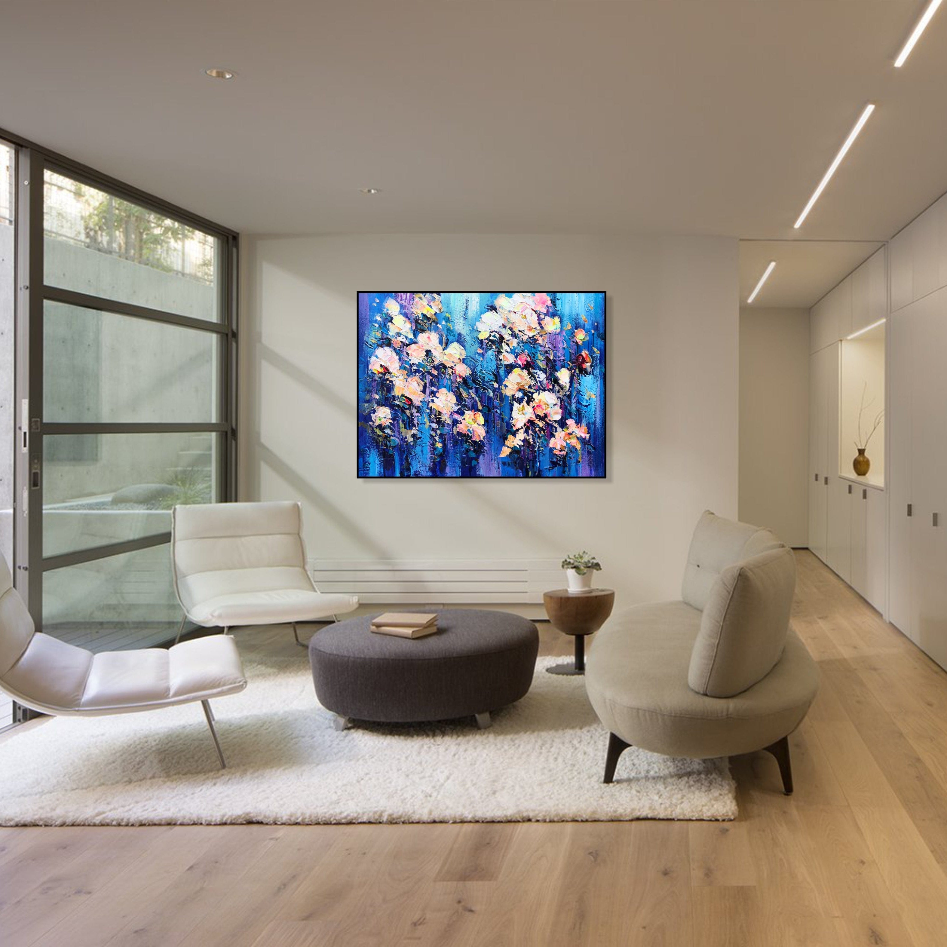 Vibrant abstract textured artwork BLUE FIELD