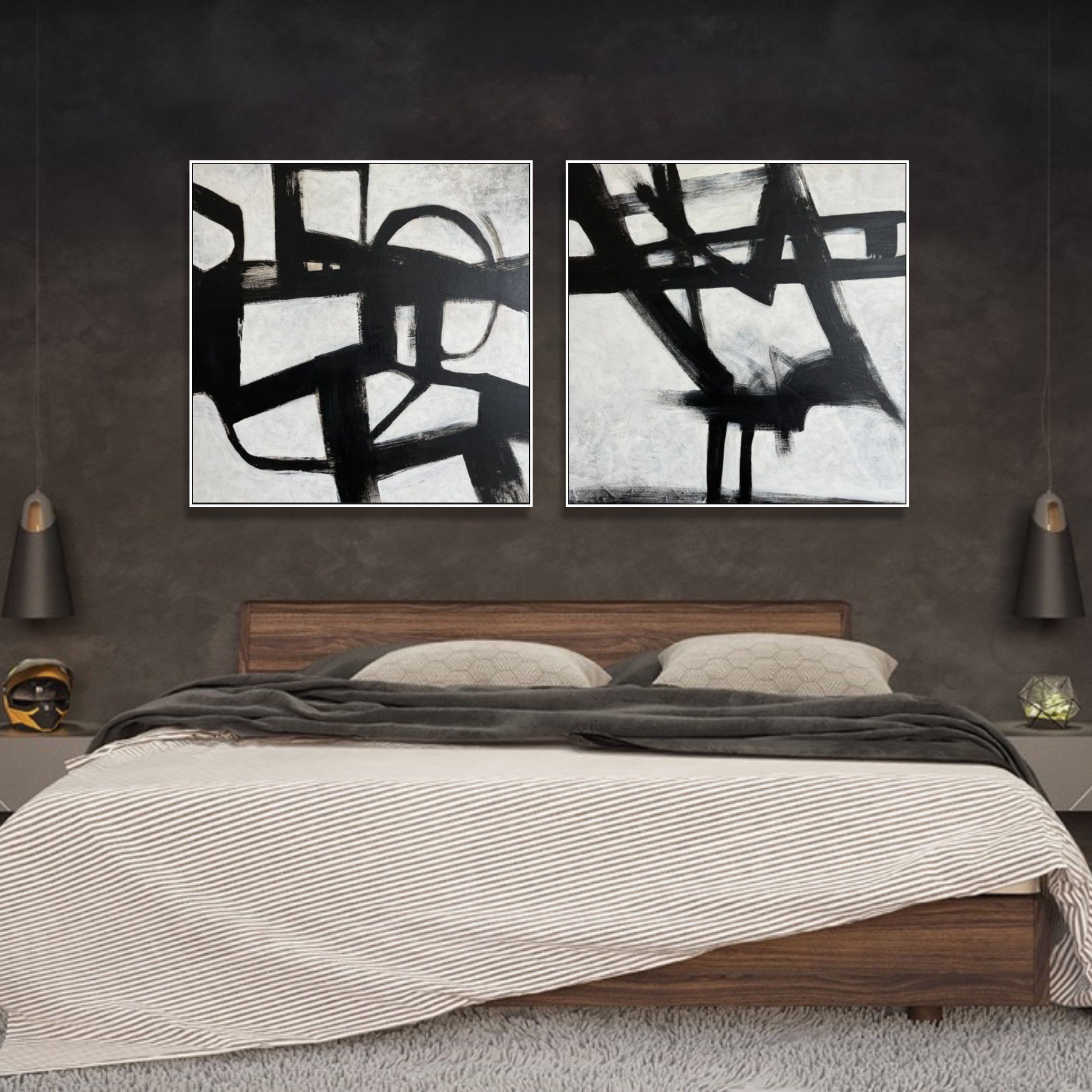 Abstract black and white monochrome art BLACK AND WHITE WORLD