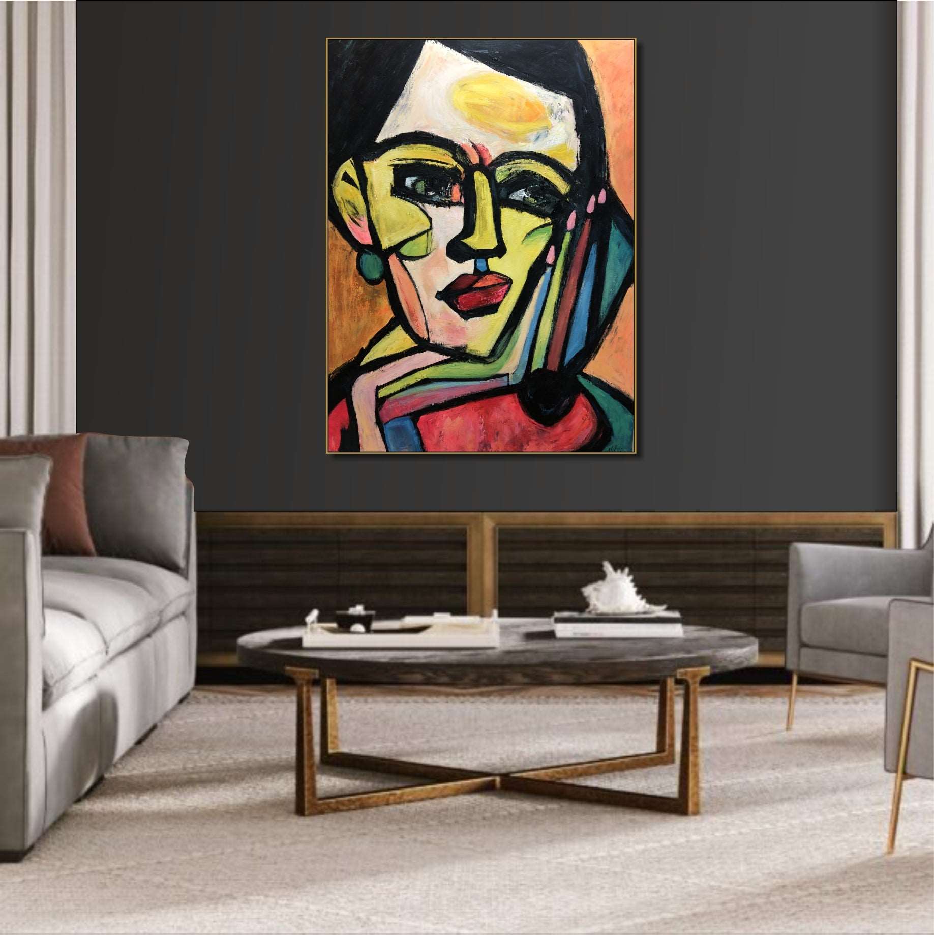 Modern abstract faces artwork FRIDA KAHLO