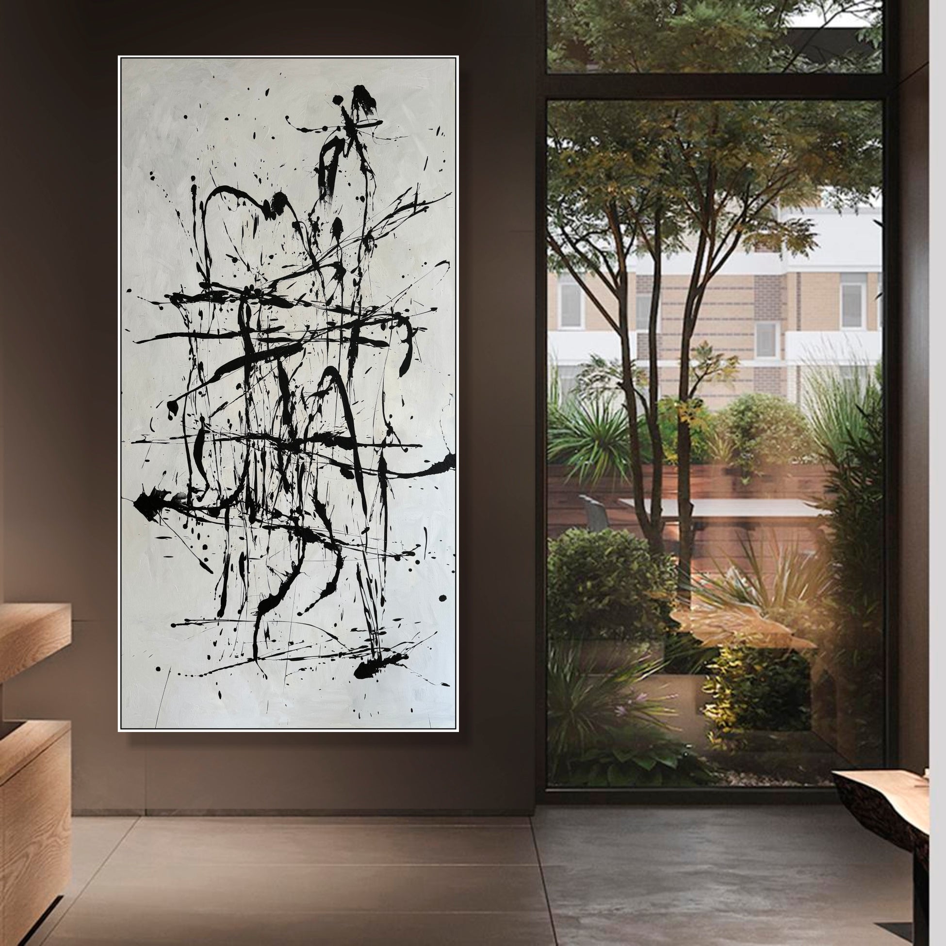 BLACK INK EXPRESSION Acrylic, Oil Painting on Canvas Sold to Walter on January 2025 in size 46"x23"