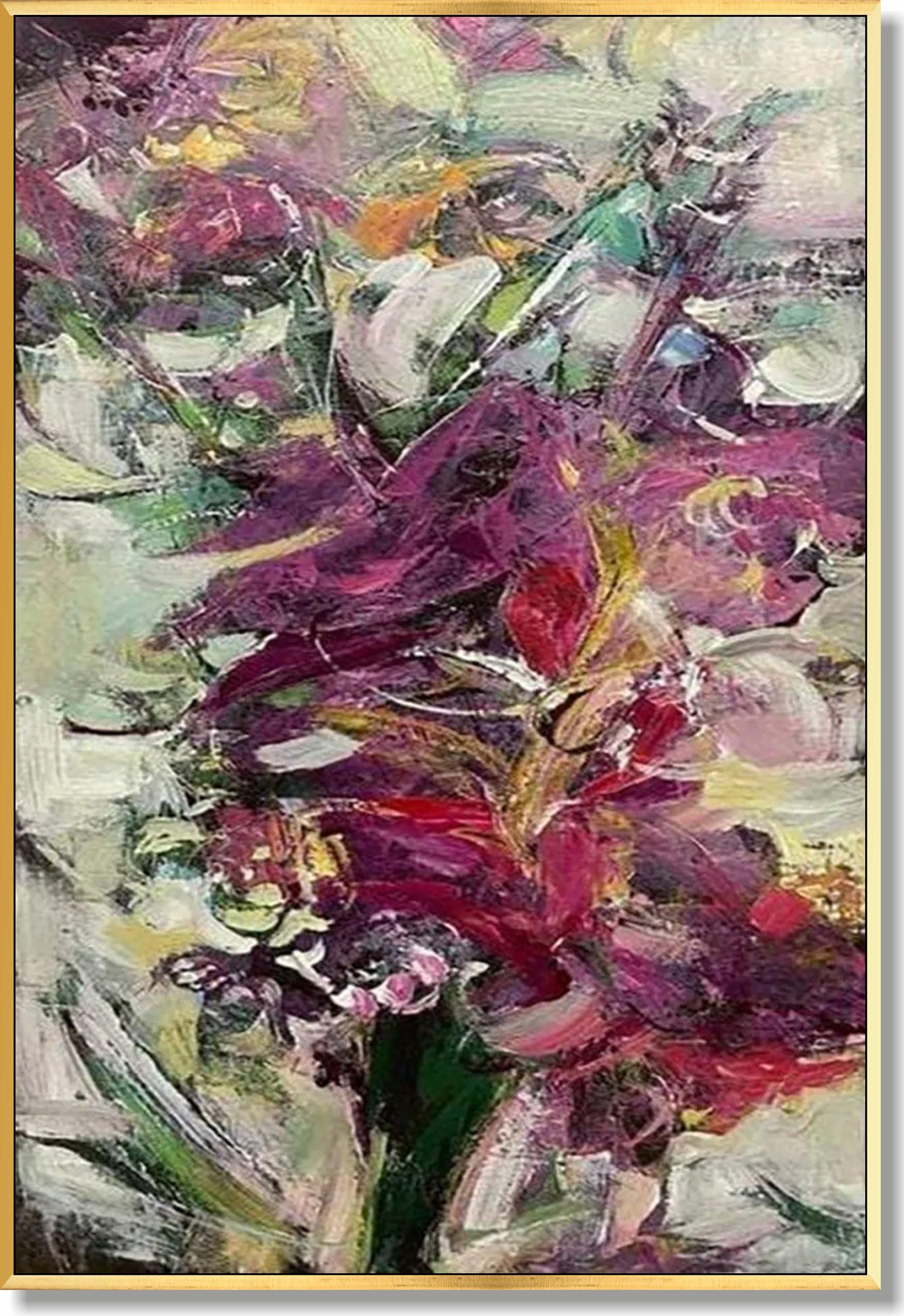 Abstract acrylic flower painting BOUQUET OF FLOWERS