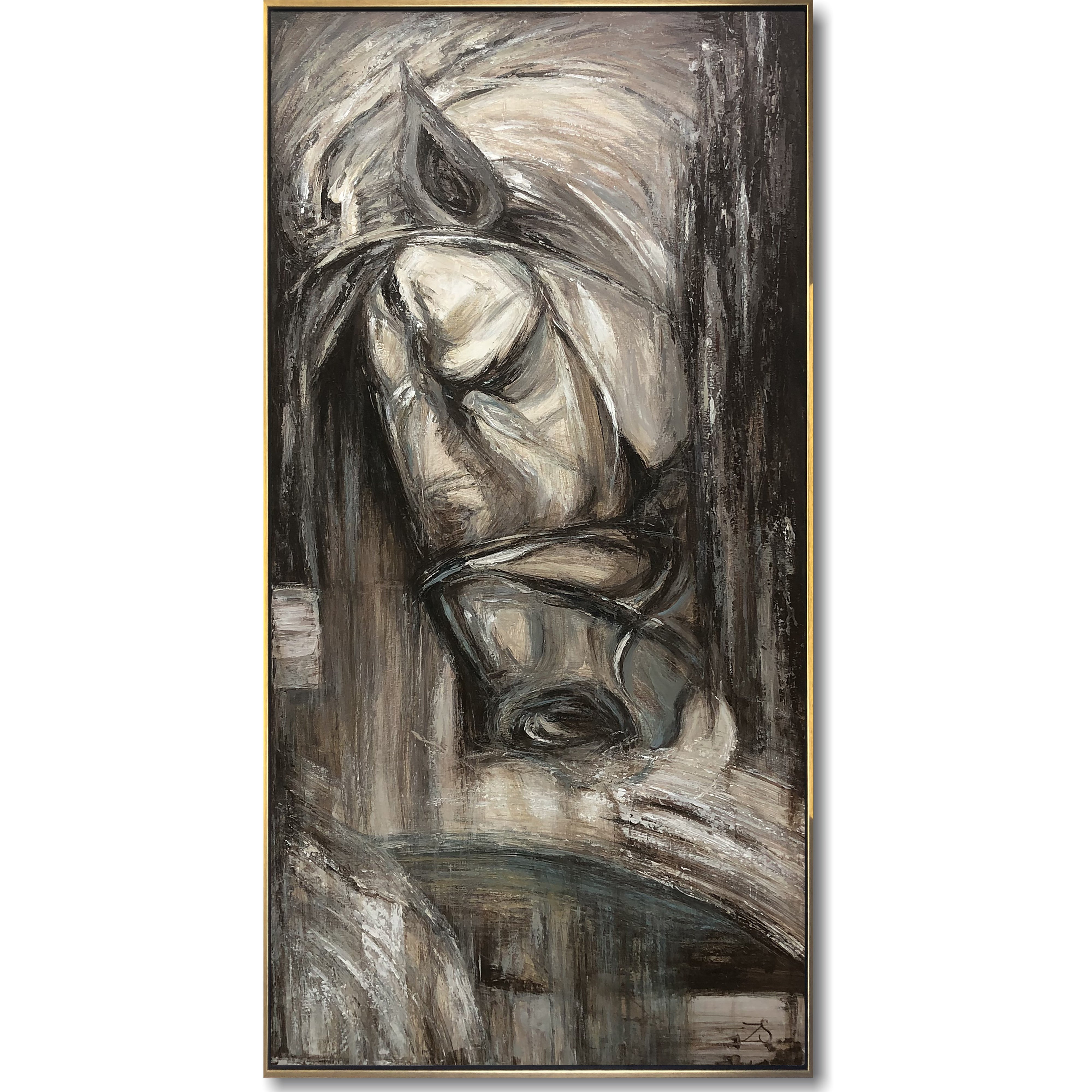 Large modern vertical canvas MYSTICAL HORSE