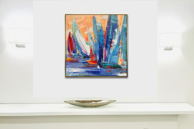 Invoice for 9 stretched + black +gold frames paintings 36x36" for Laurel Bledsoe