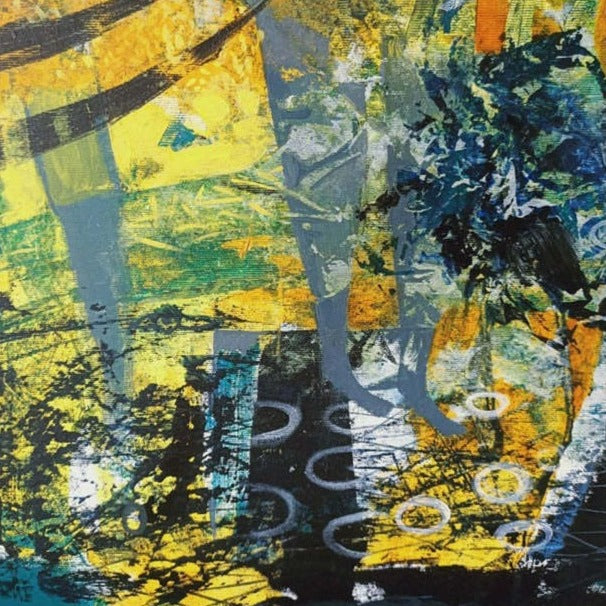 Expressive vibrant abstract modern painting BIZARRE WORLD