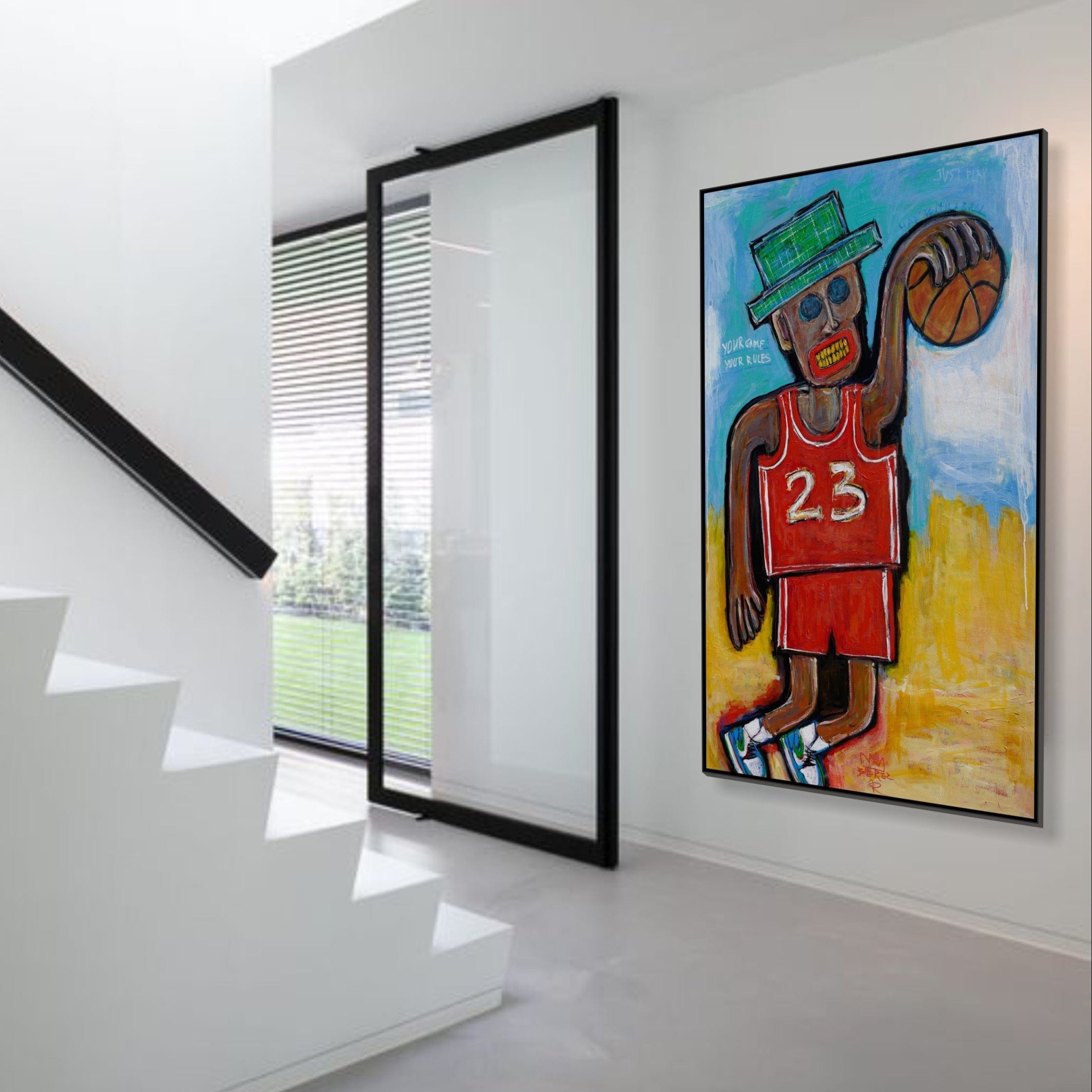 Sport Painting Art Canvas BASKETEER 60"x40"
