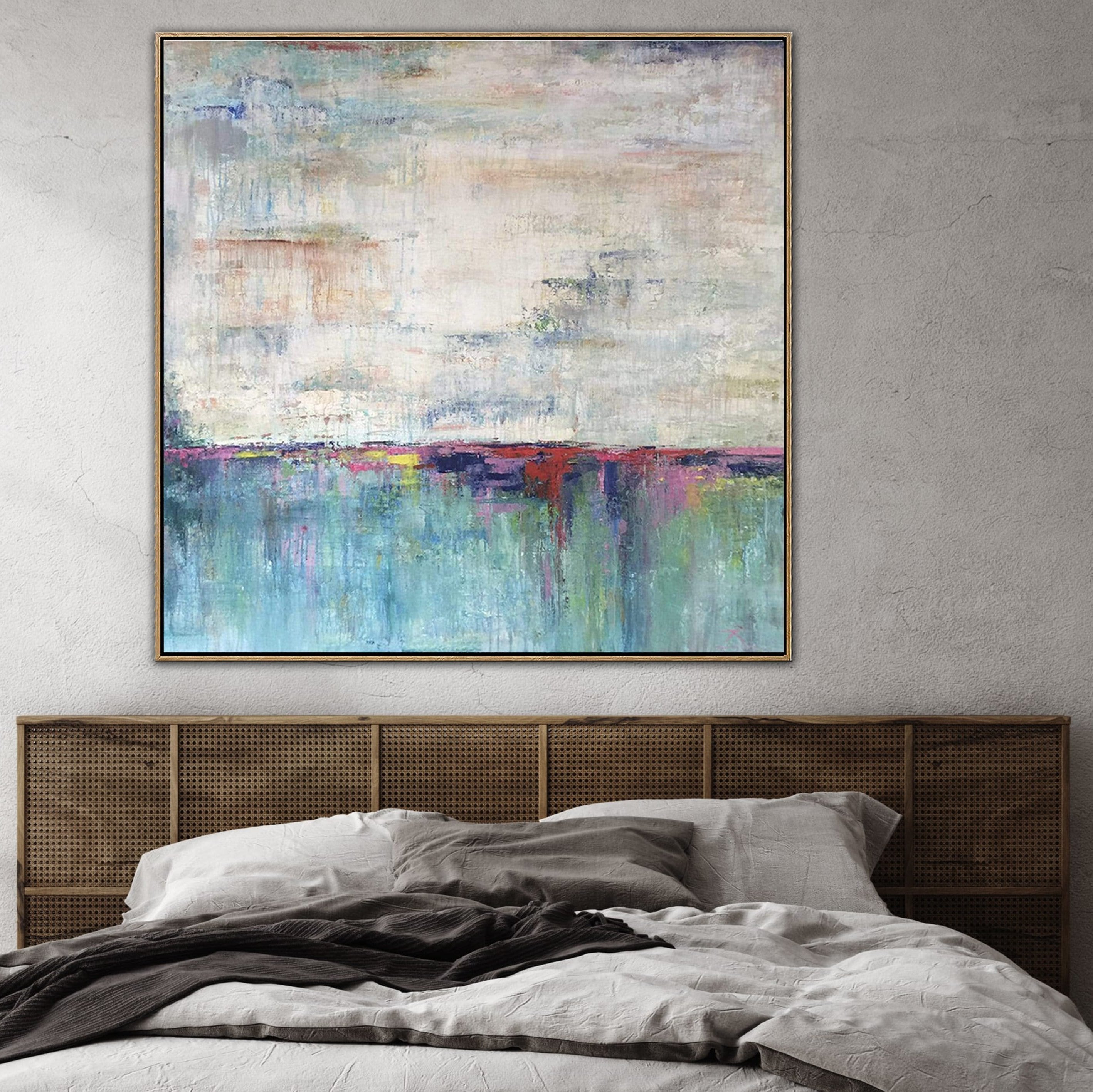 Abstract textured landscape wall art TURQUOISE LAKE