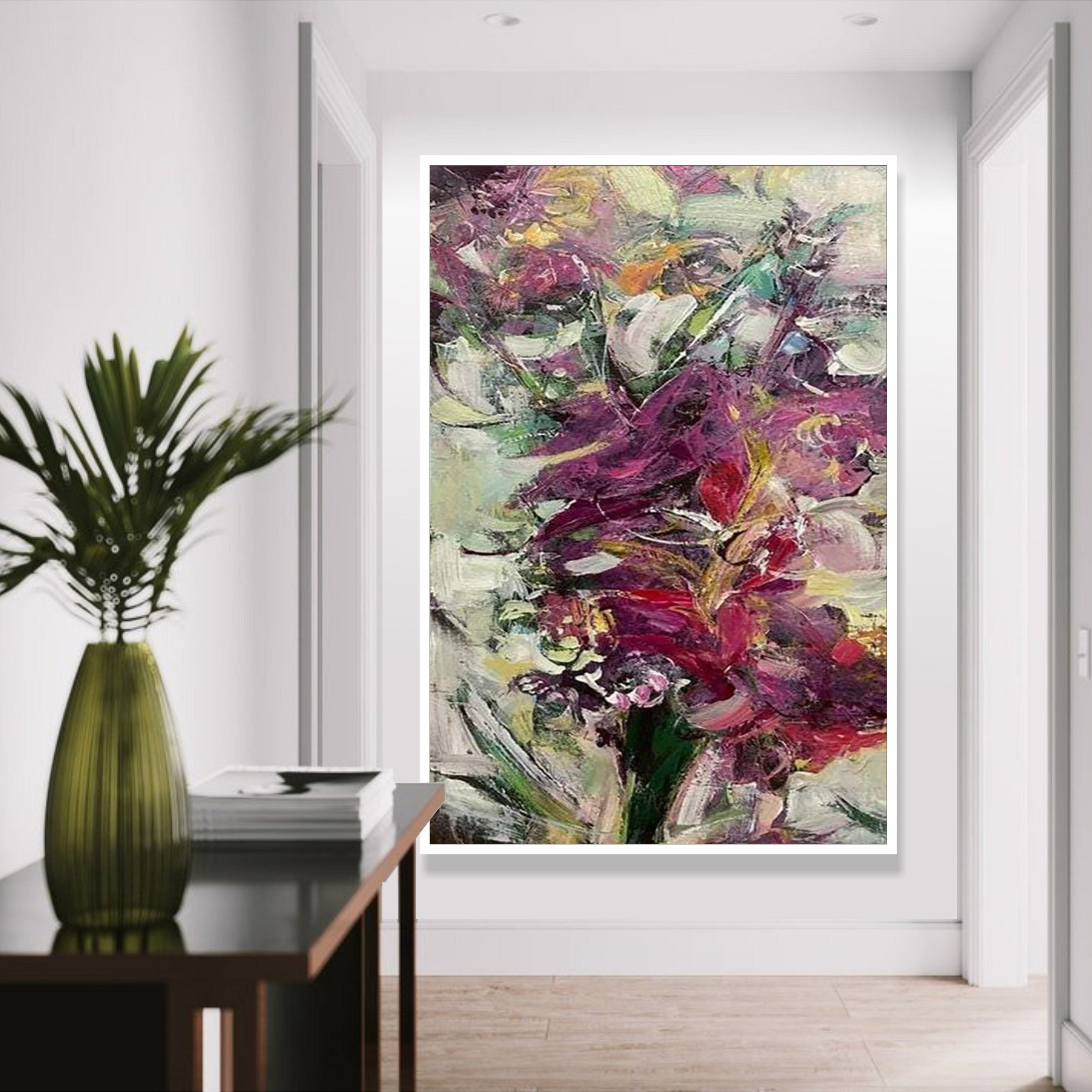 Abstract acrylic flower painting BOUQUET OF FLOWERS