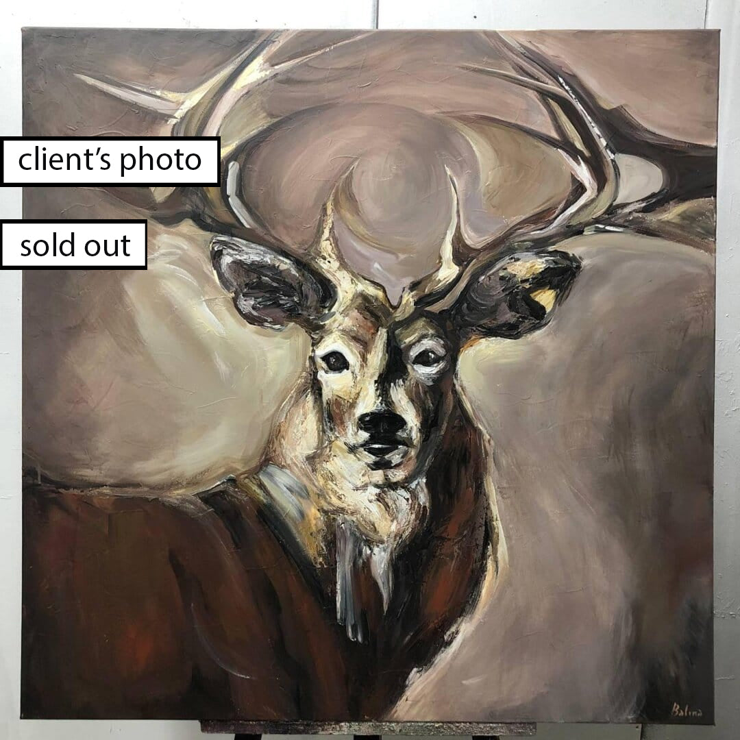 PROUD DEER Acrylic, Oil Painting on Canvas Sold to Carrie on January 2025 in size 40"x40"