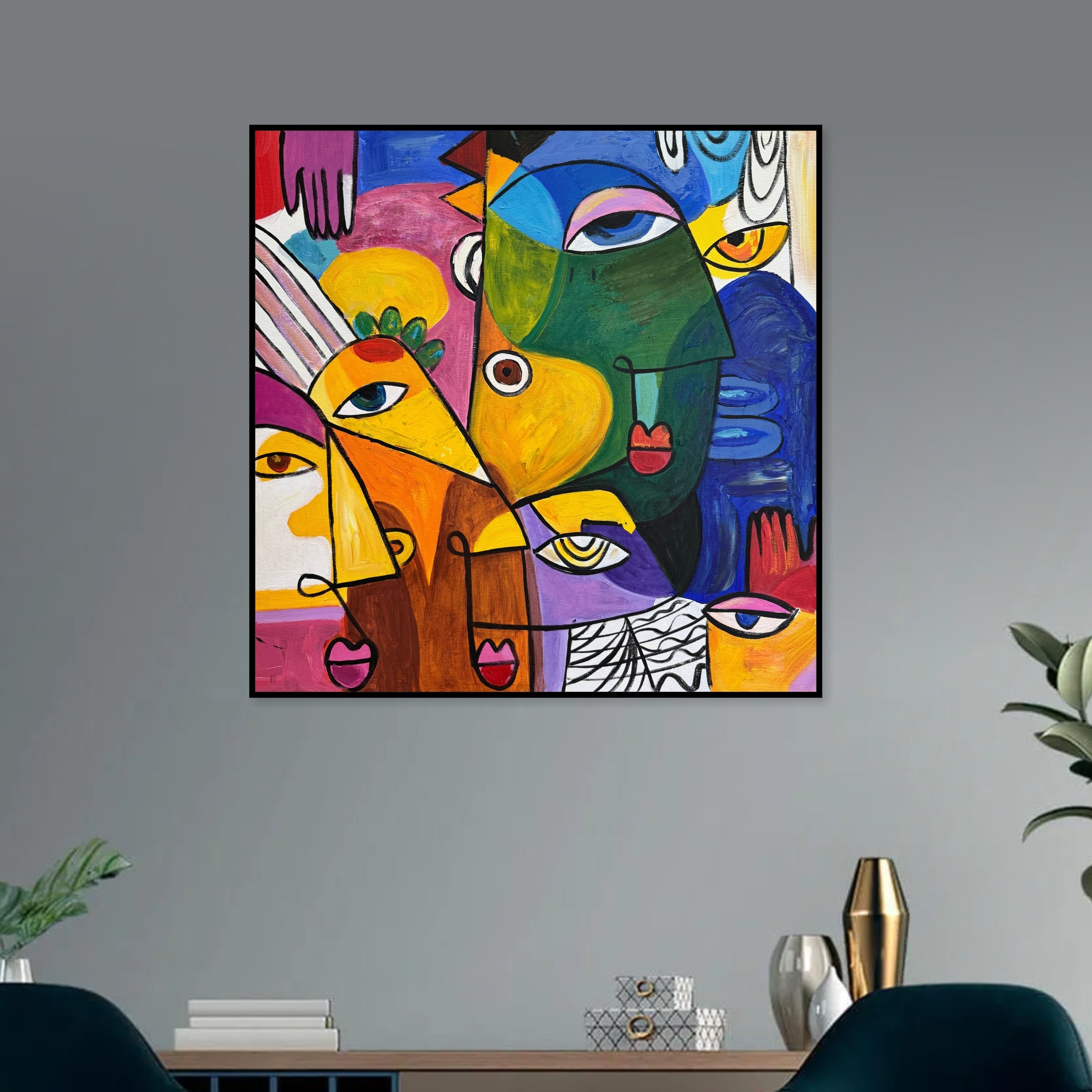 GEOMETRIC FACES 26"x26"