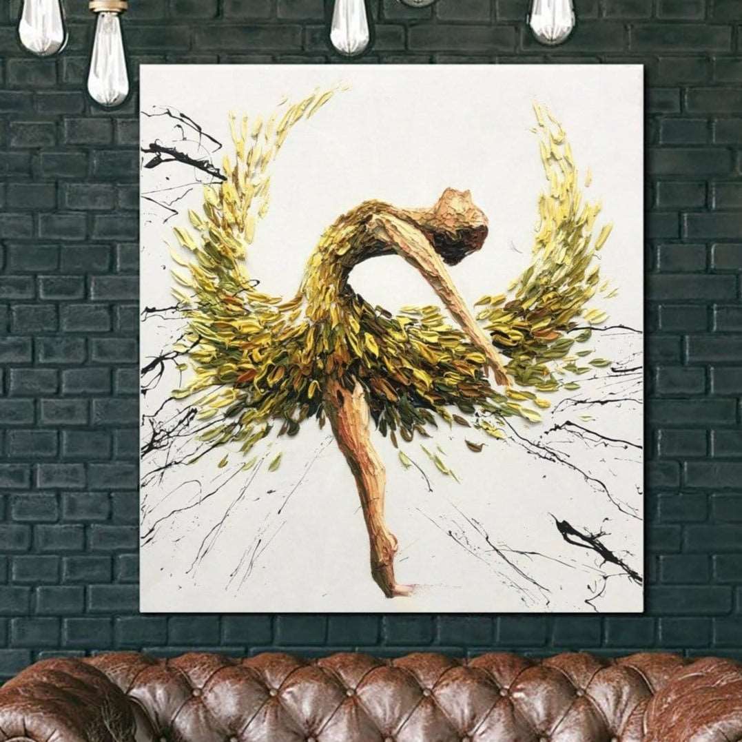 Abstract impasto ballet painting BALLERINA OLIVIA 32"x32" | 81x81 cm