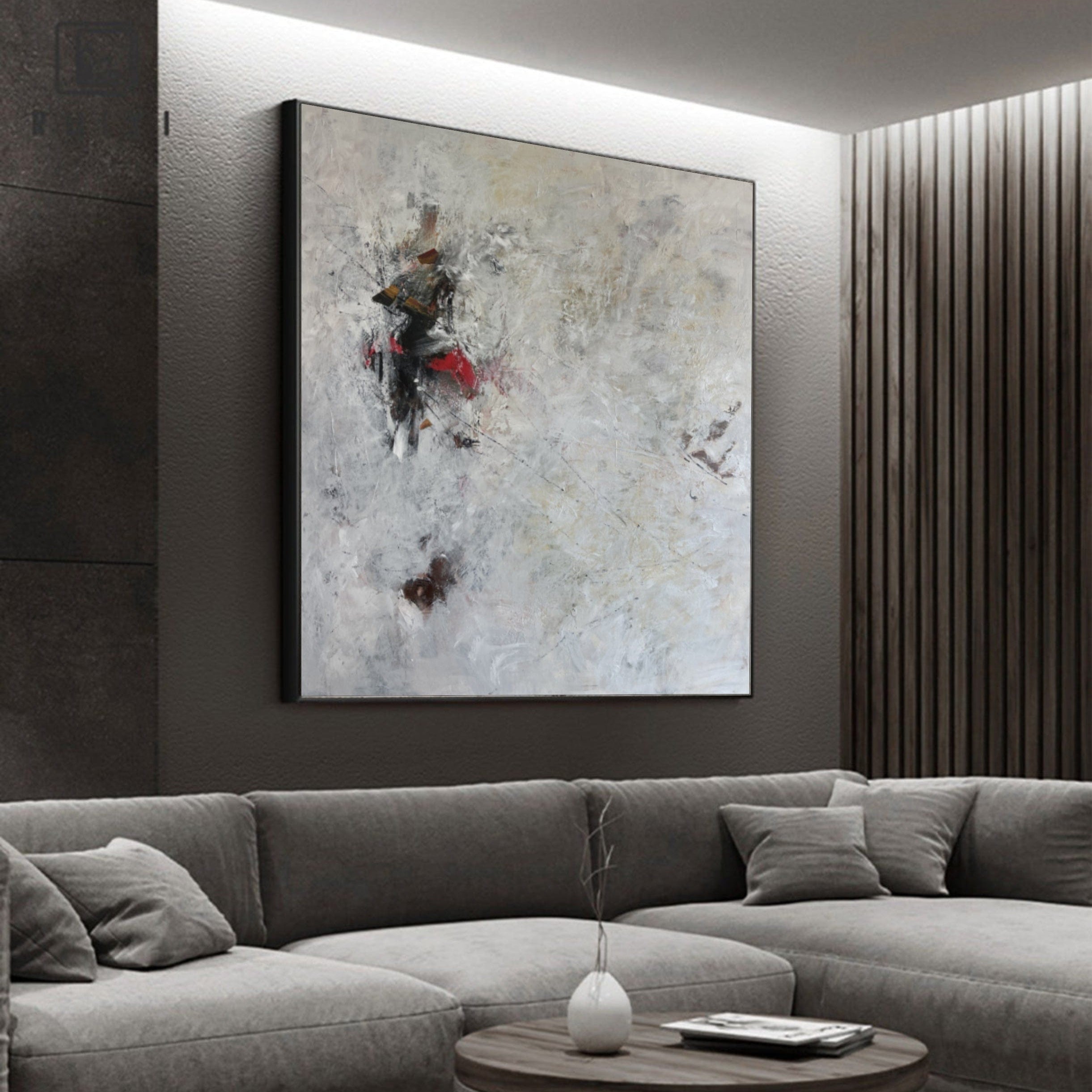 Neutral beige minimalist painting BEIGE VERTIGO