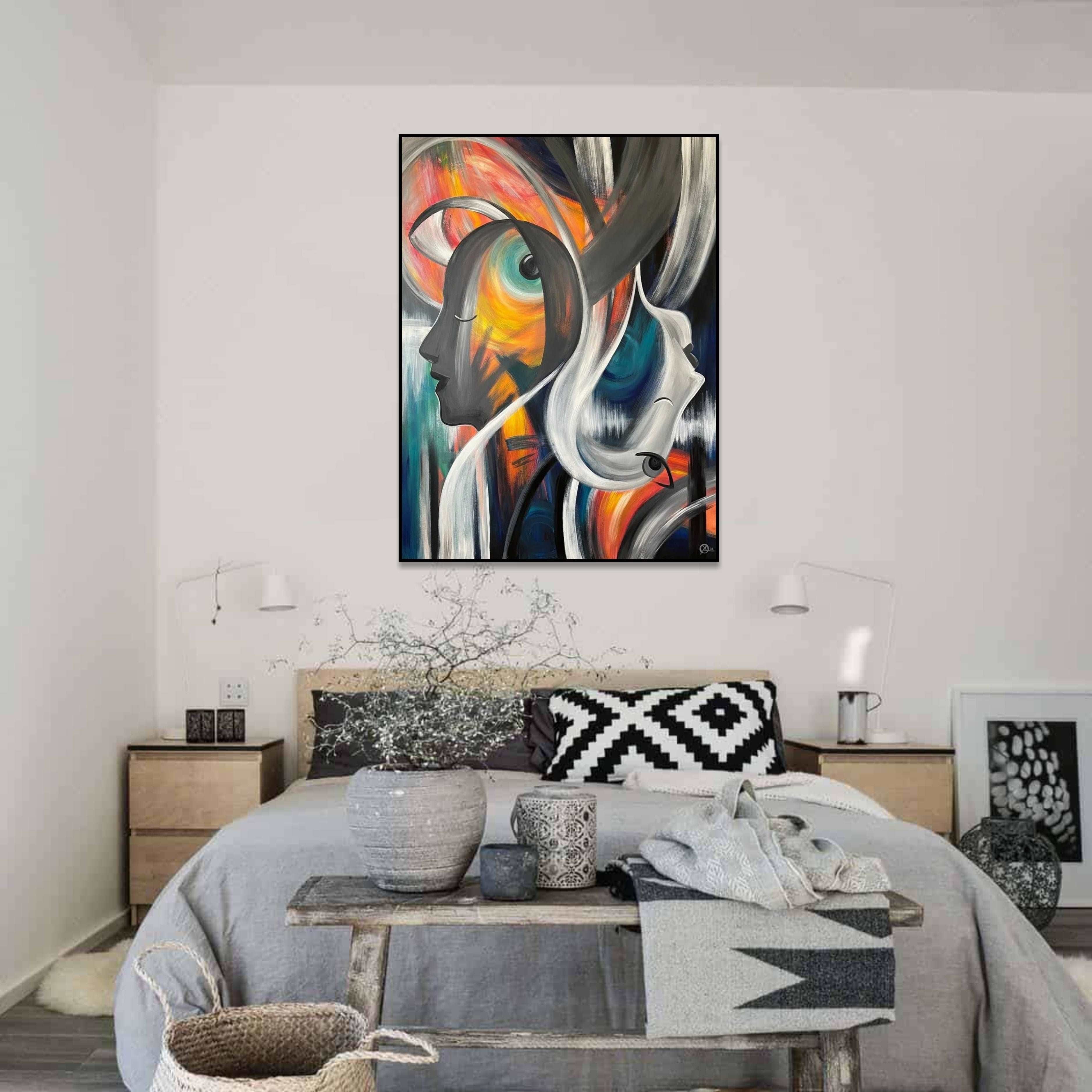 Abstract woman faces painting SOUL MATES