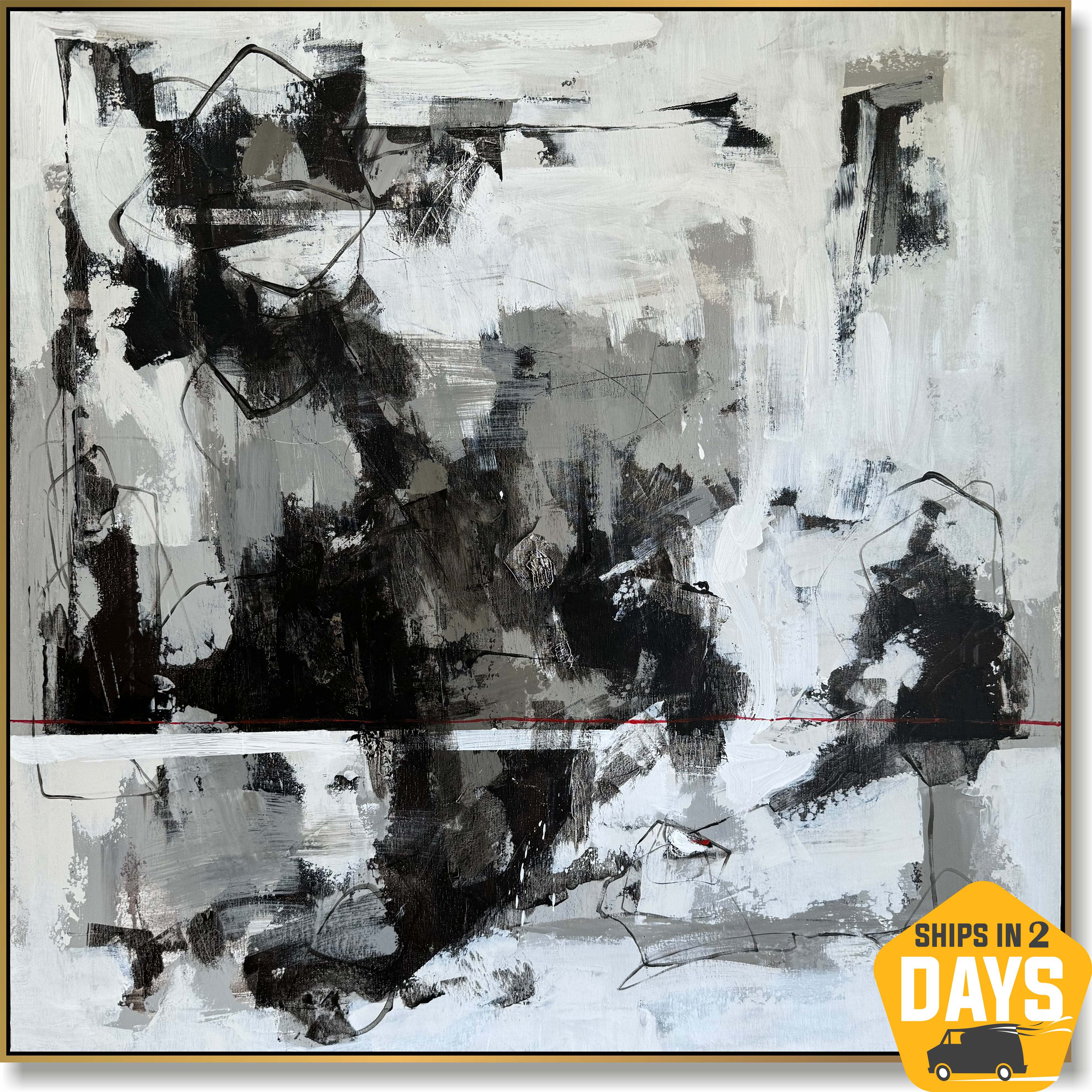 GRAYSCALE CHAOS 32"x32"