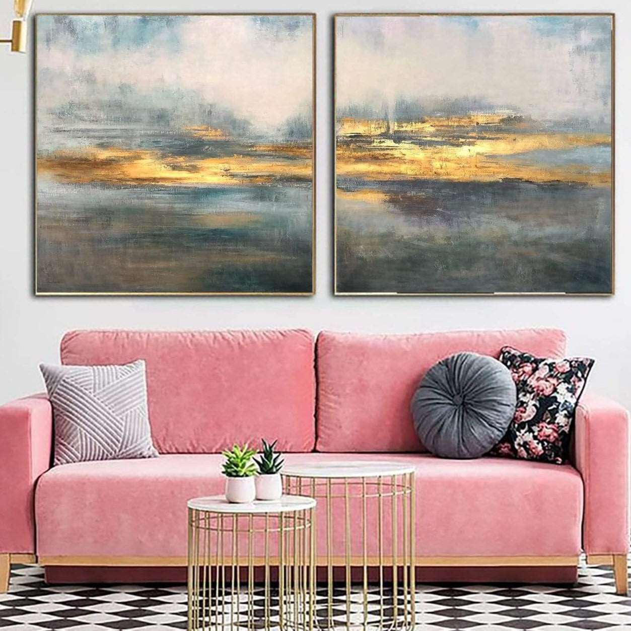 Abstract painting set of 2 EVENING MOOD